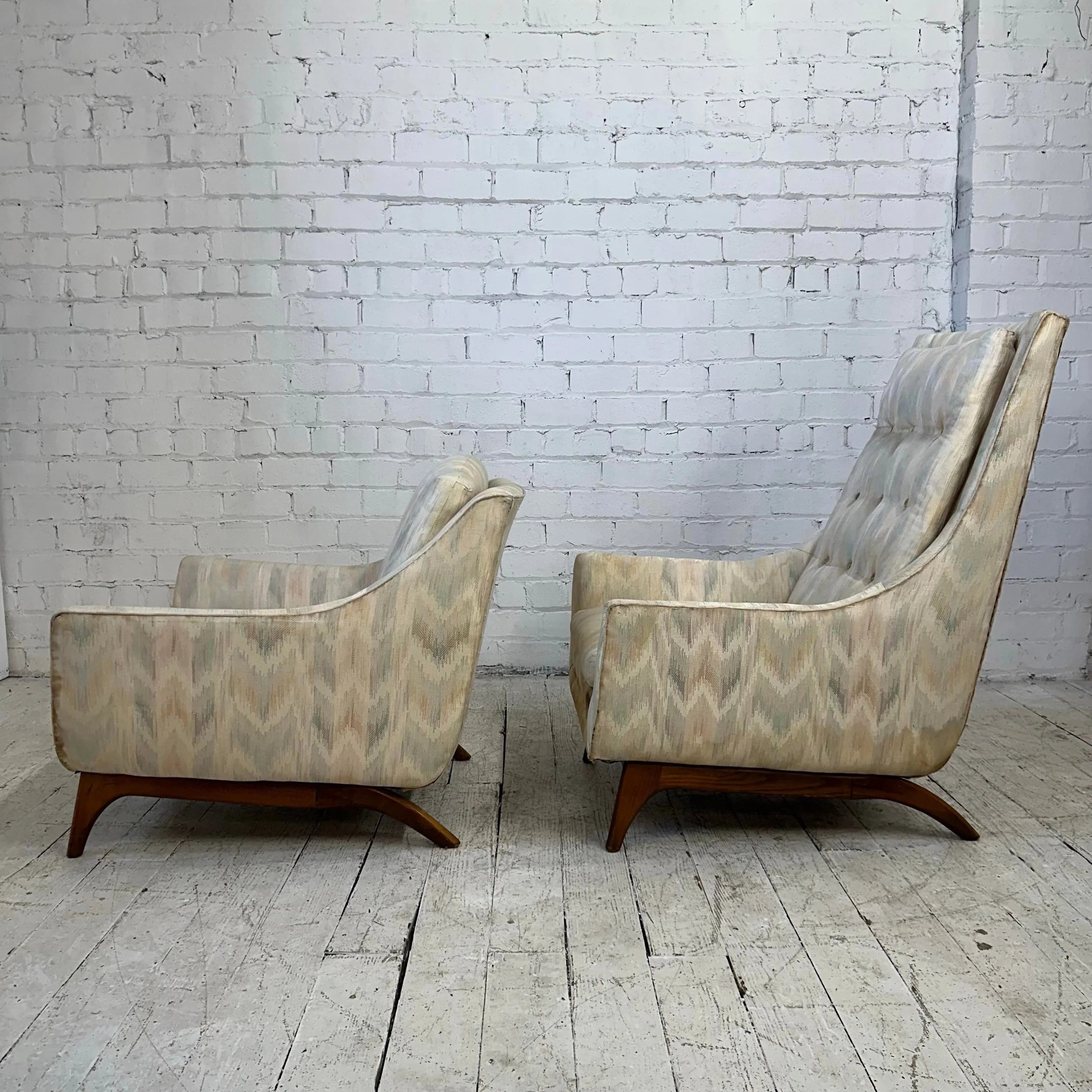 His and Hers Pearsall Style Club Chairs Listed for Restoration