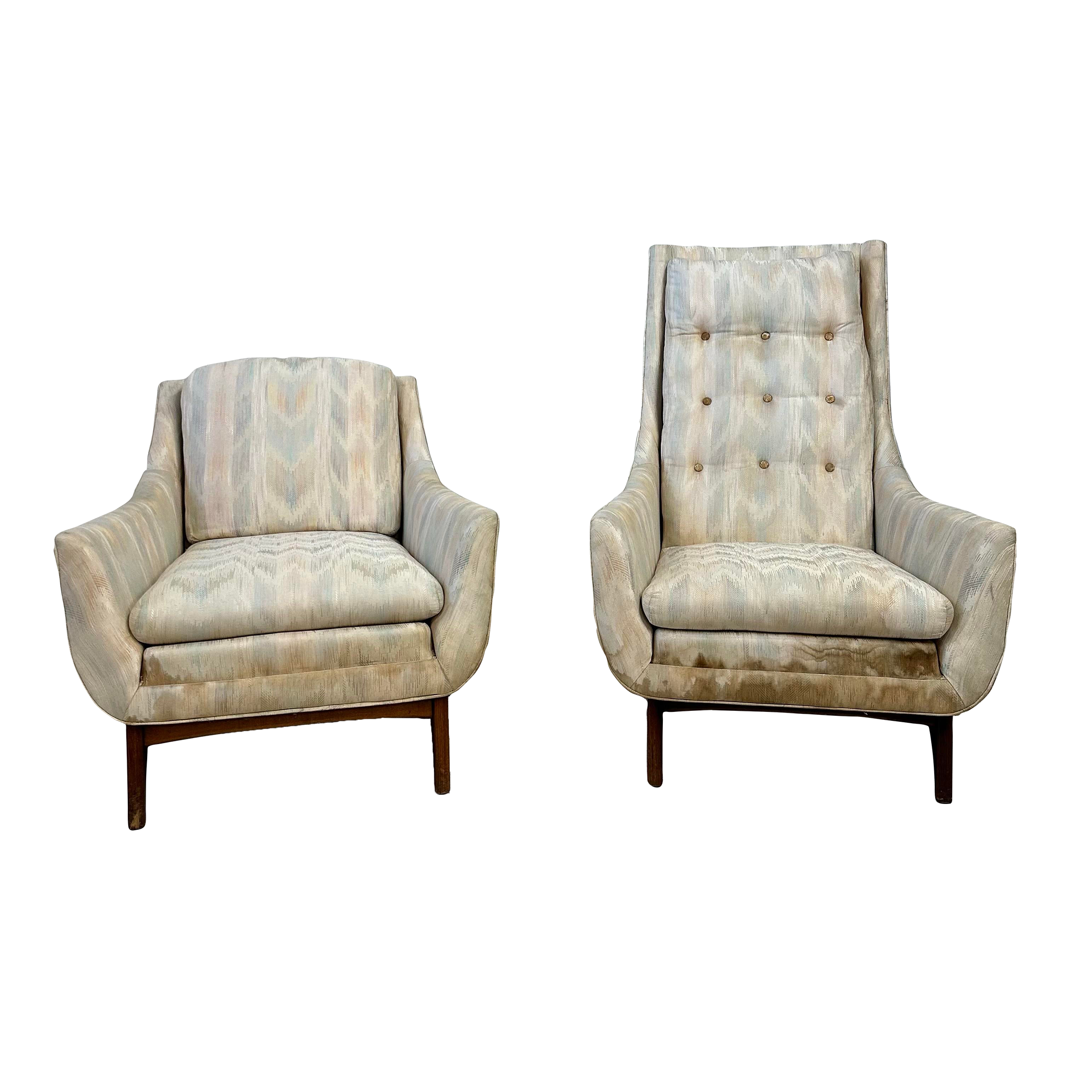 His and Hers Pearsall Style Club Chairs Listed for Restoration