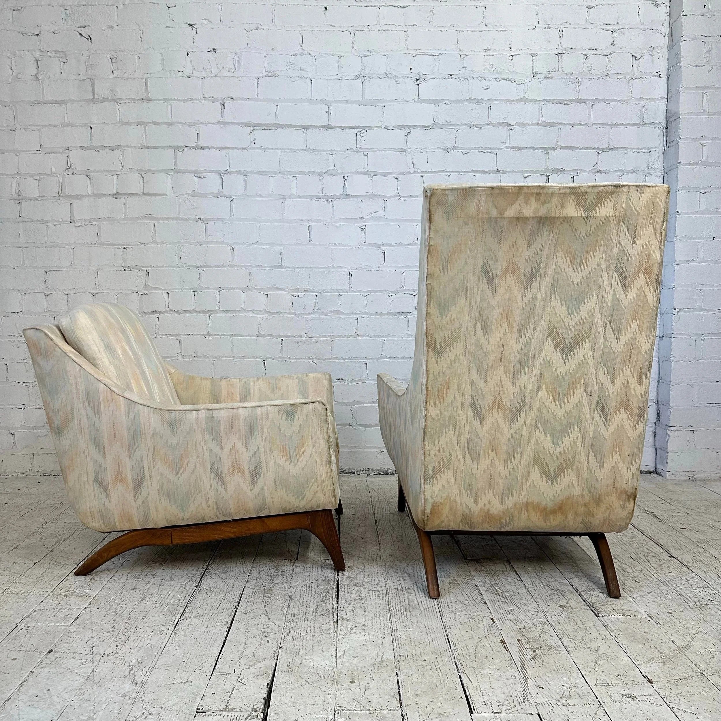His and Hers Pearsall Style Club Chairs Listed for Restoration