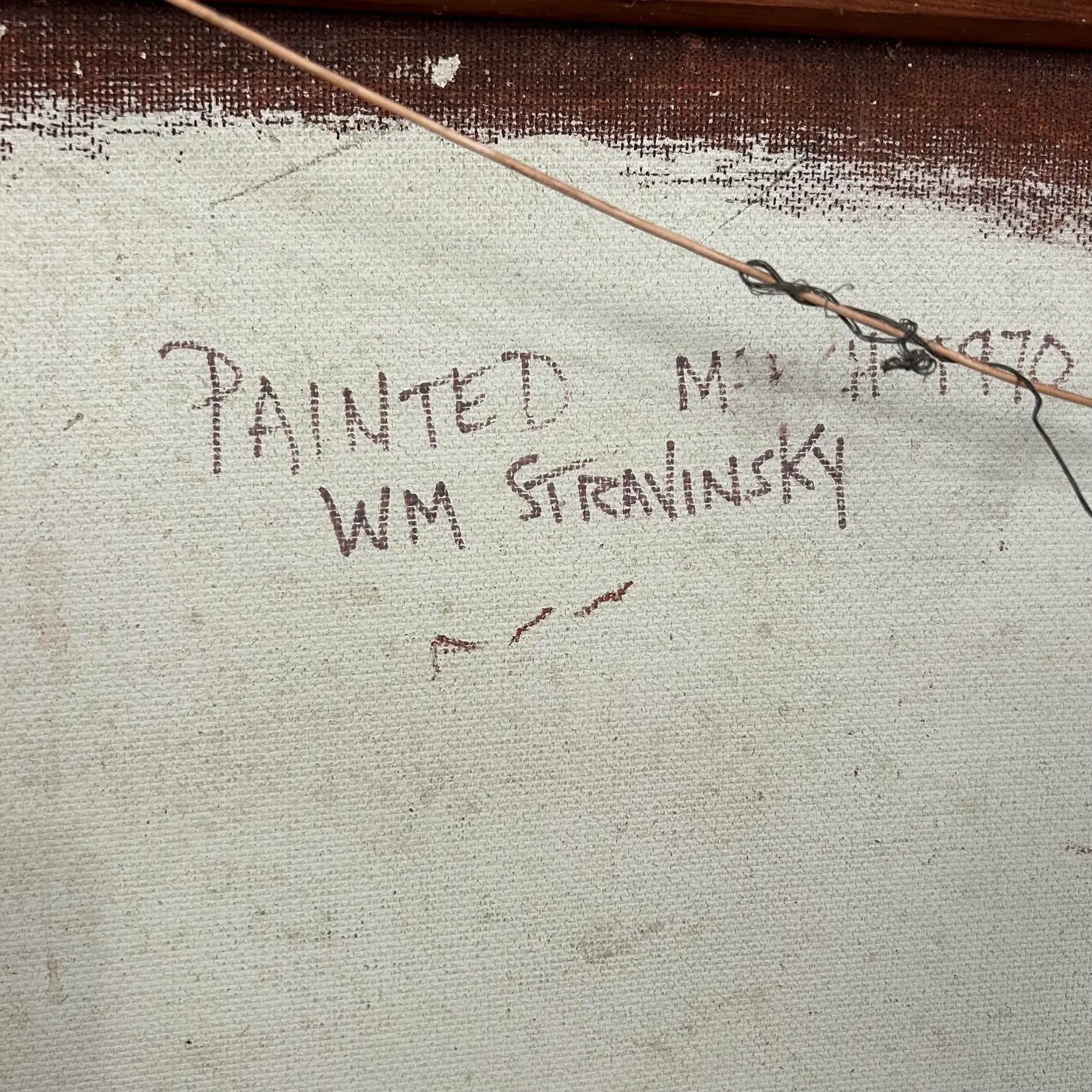 House on Dock w.m. Stravinsky Framed Painting 1979