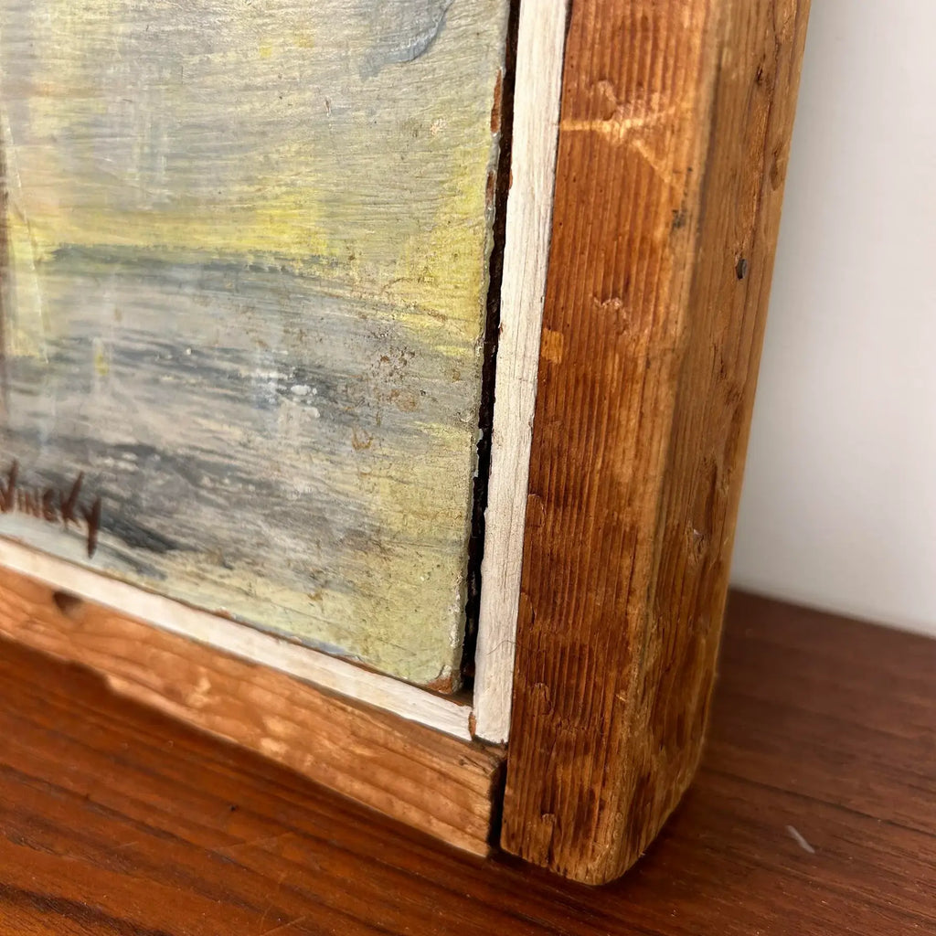 House on Dock w.m. Stravinsky Framed Painting 1979