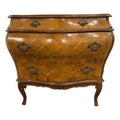 Italian Parquet Burl Wood Bombe Style Chest of Drawers