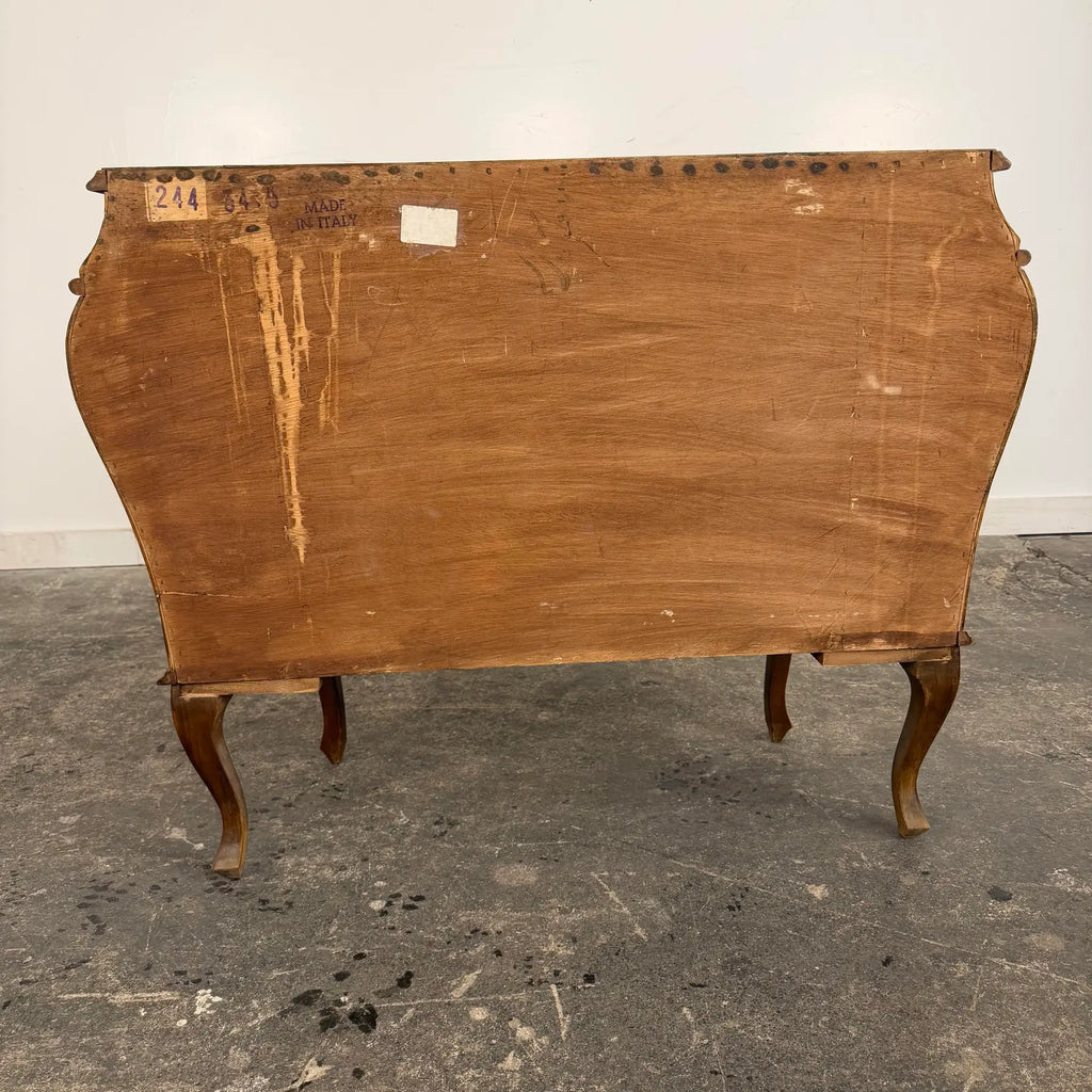 Italian Parquet Burl Wood Bombe Style Chest of Drawers