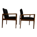 Jens Risom Pair of Arm Chairs Covered in Black Fabric