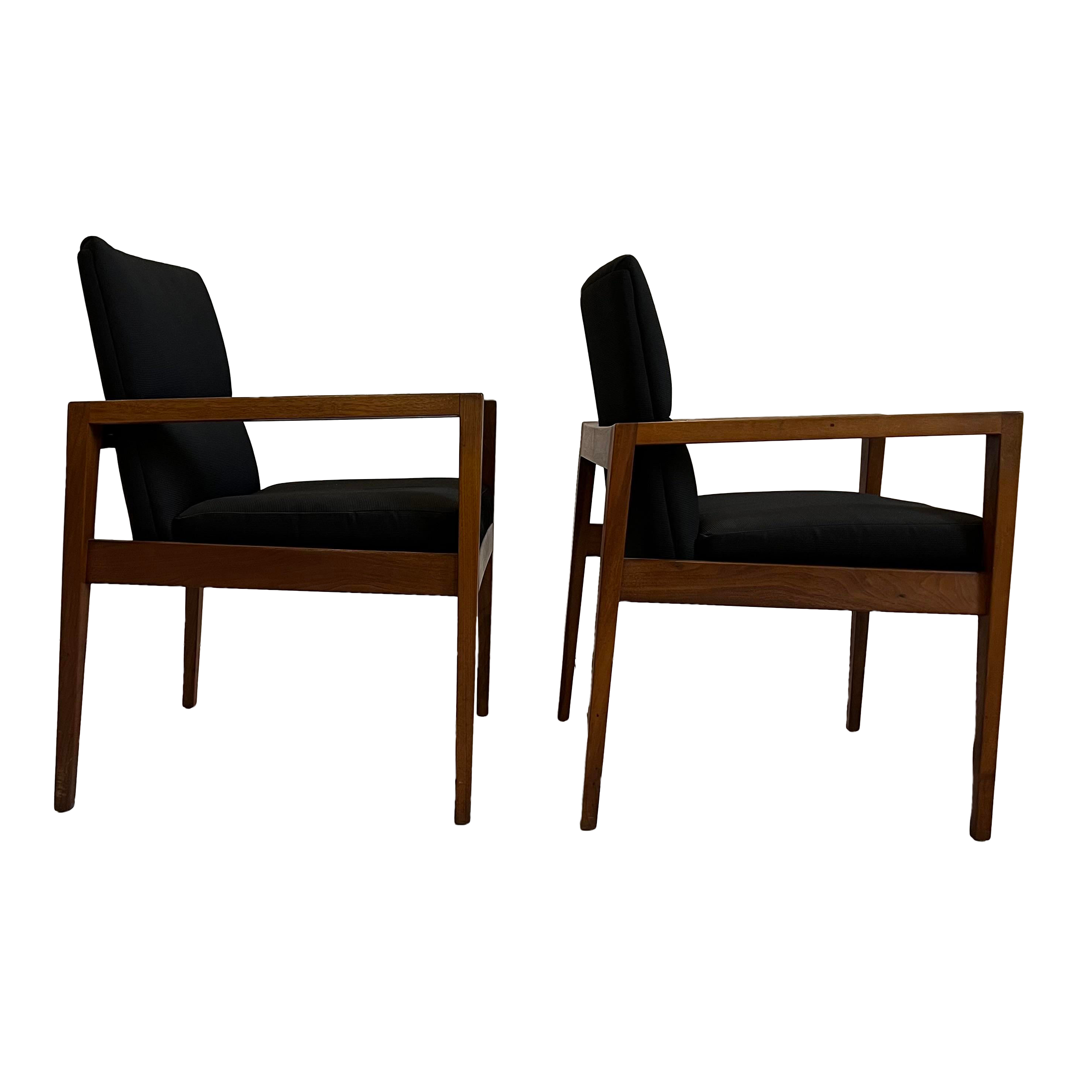 Jens Risom Pair of Arm Chairs Covered in Black Fabric
