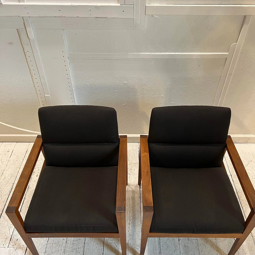 Jens Risom Pair of Arm Chairs Covered in Black Fabric
