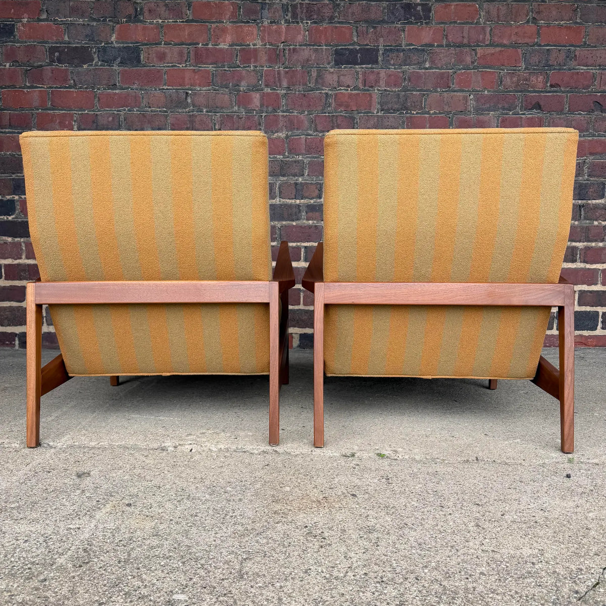 Jens Risom Oversized Walnut Lounge Chairs Fully Restored