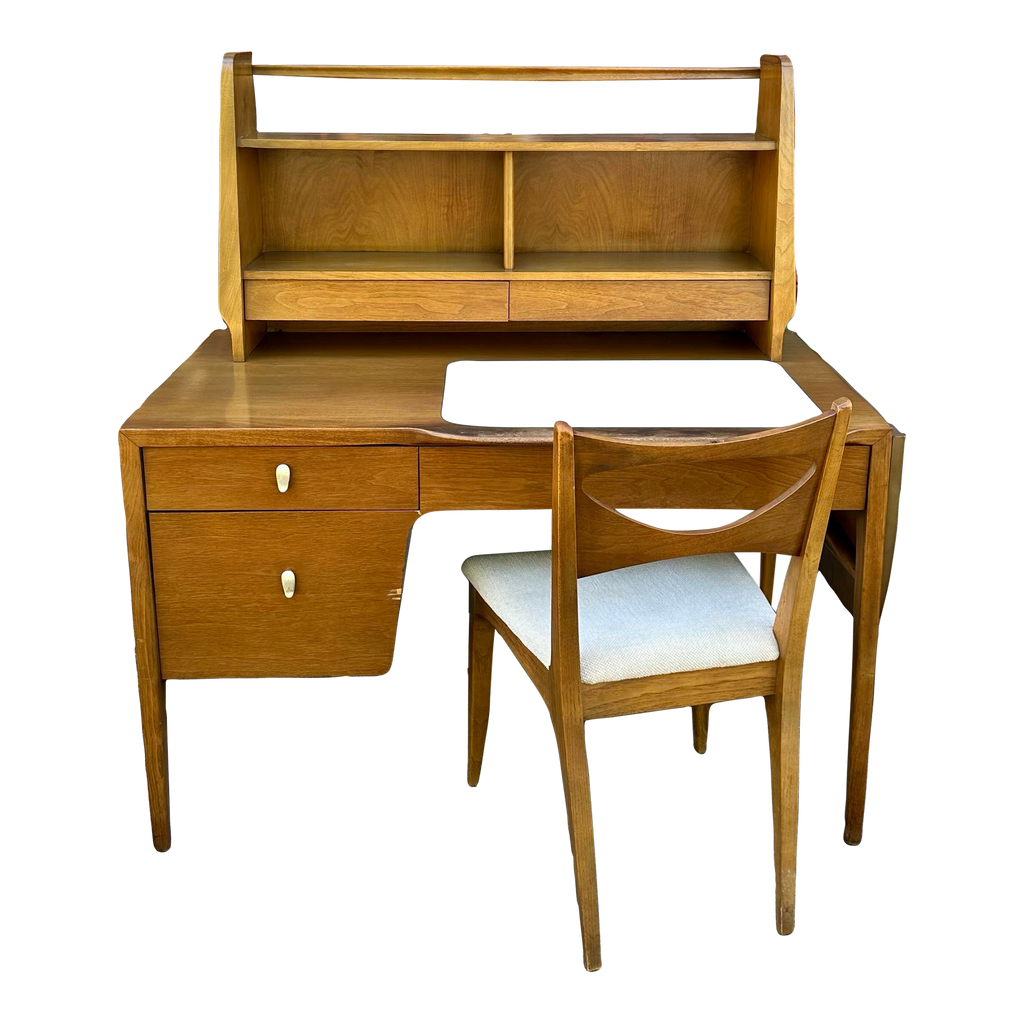 John Van Koert for Drexel Desk With Bookcase Topper and Chair
