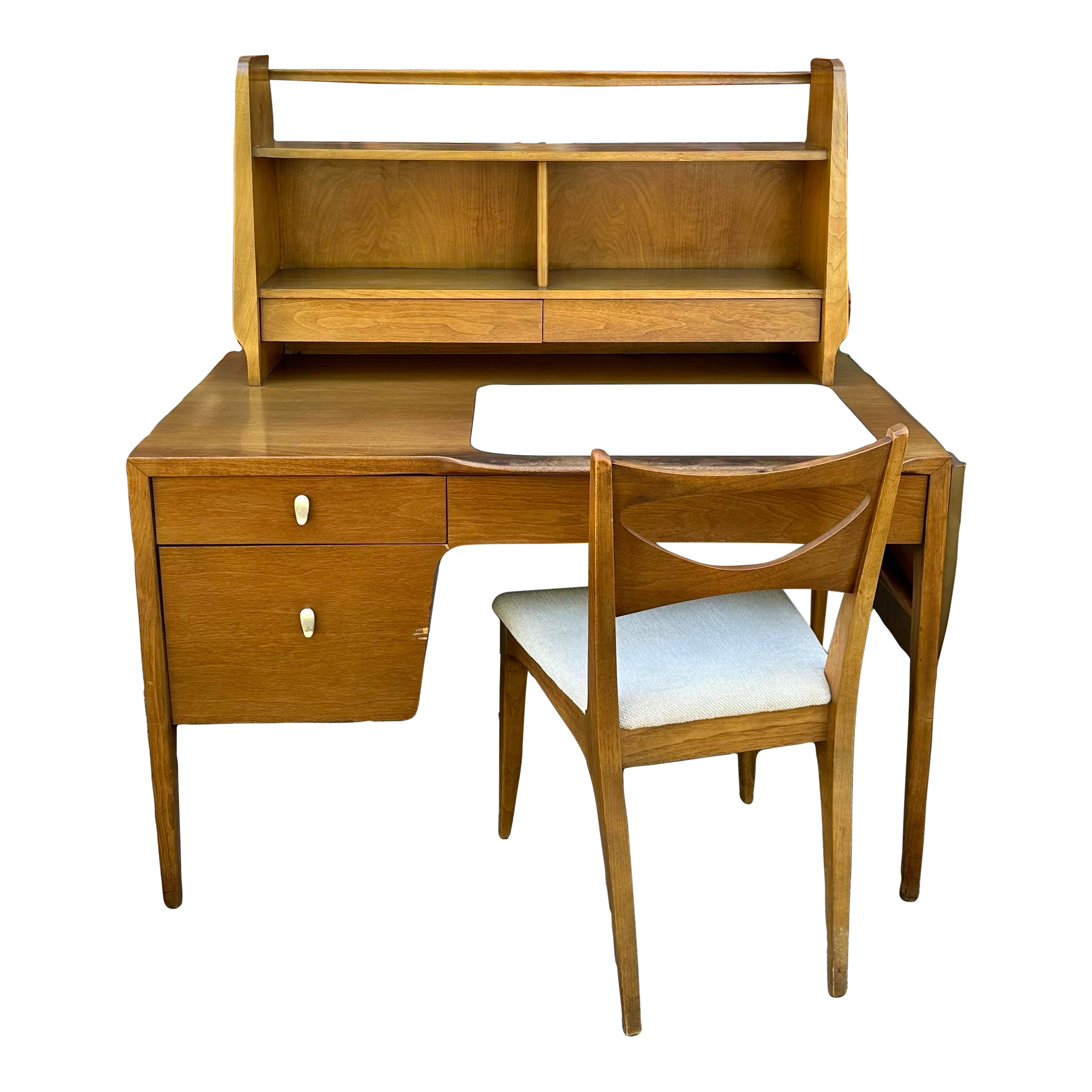 John Van Koert for Drexel Desk With Bookcase Topper and Chair
