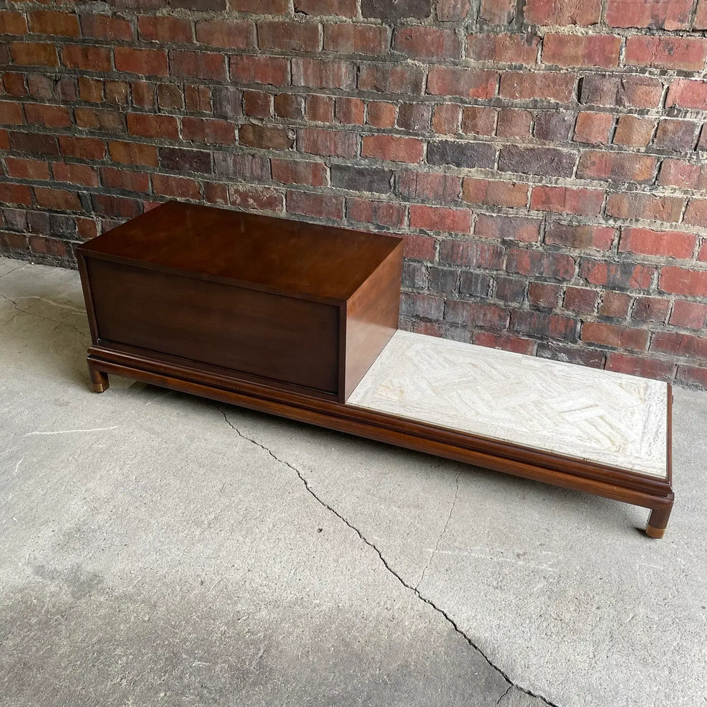 Johnson Furniture Mid-Century Modern Chest of Drawers with Marble Table