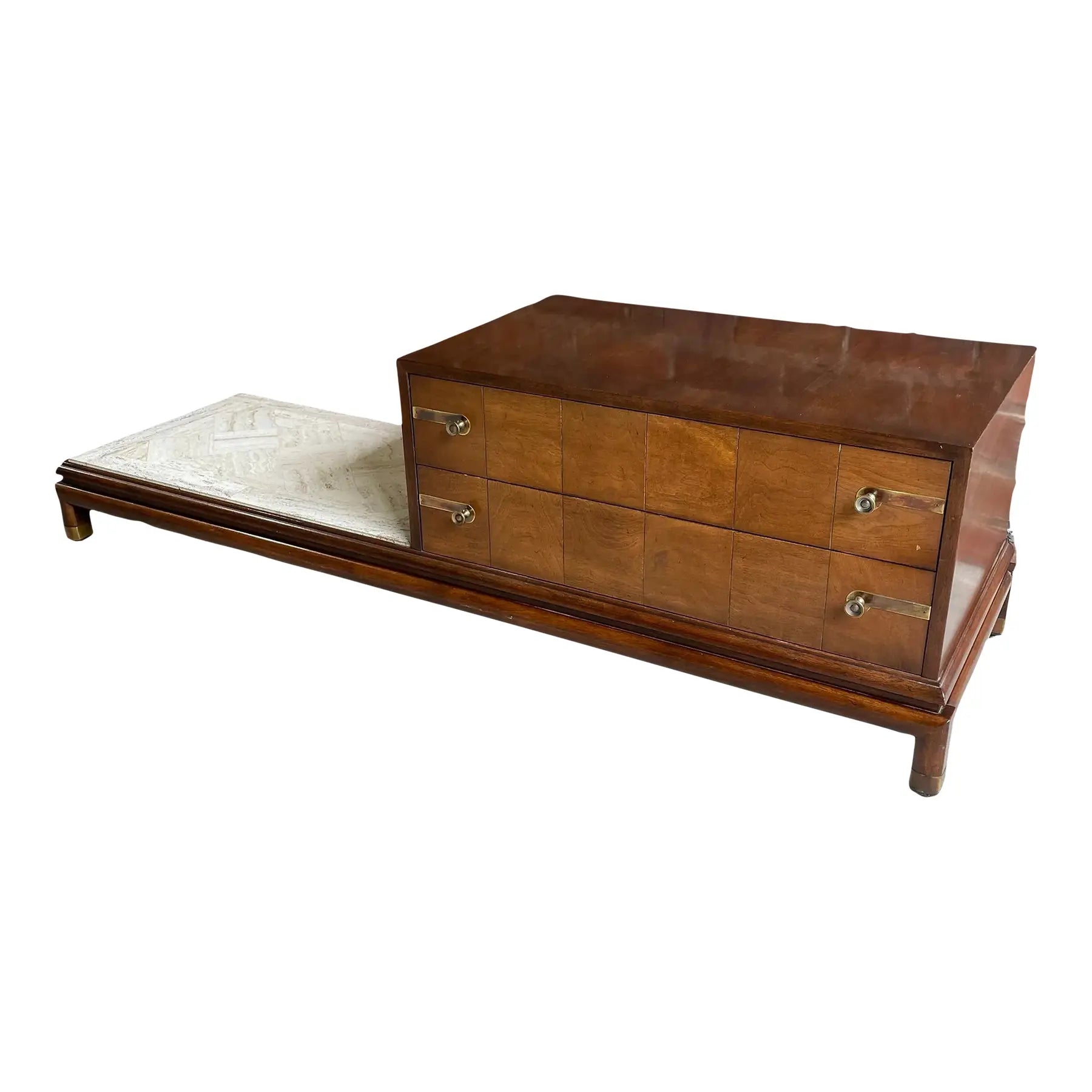 Johnson Furniture Mid-Century Modern Chest of Drawers with Marble Table