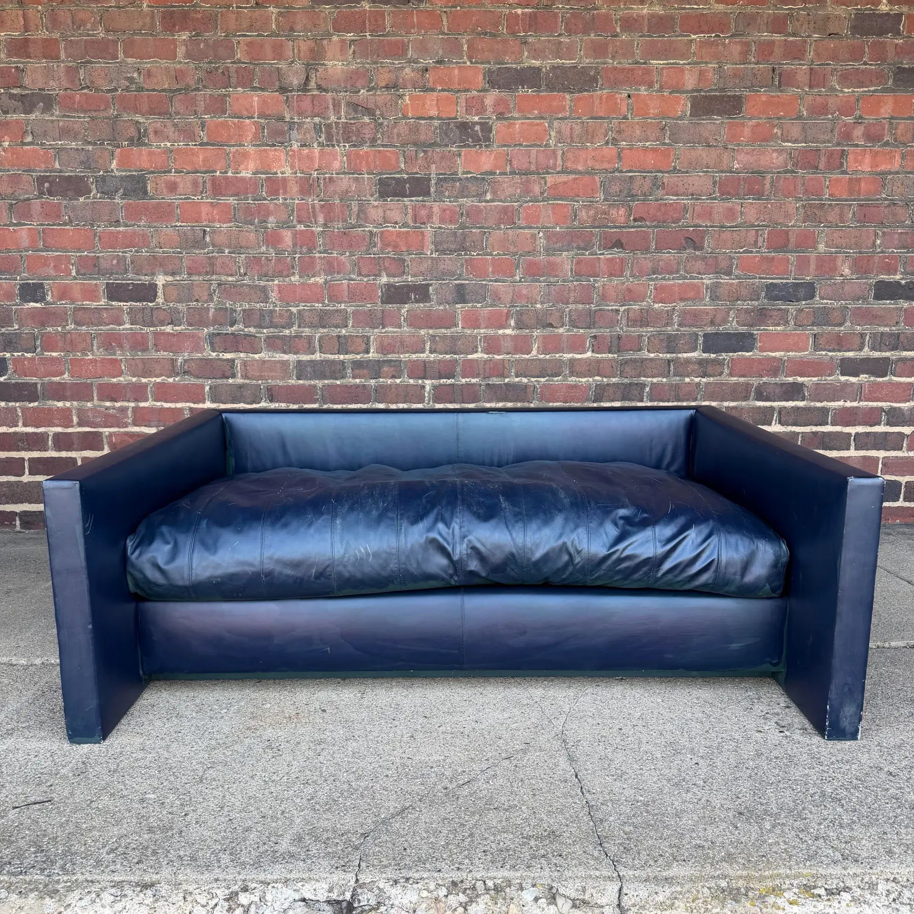 Joseph D’Urso for Knoll Leather Even Arm Sofa Loveseat – Overscale