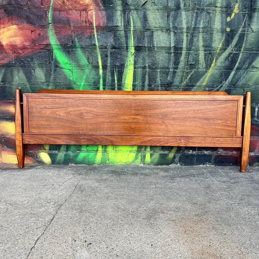 Kipp Stewart for Drexel Declaration Walnut Full Size Headboard and Footboard