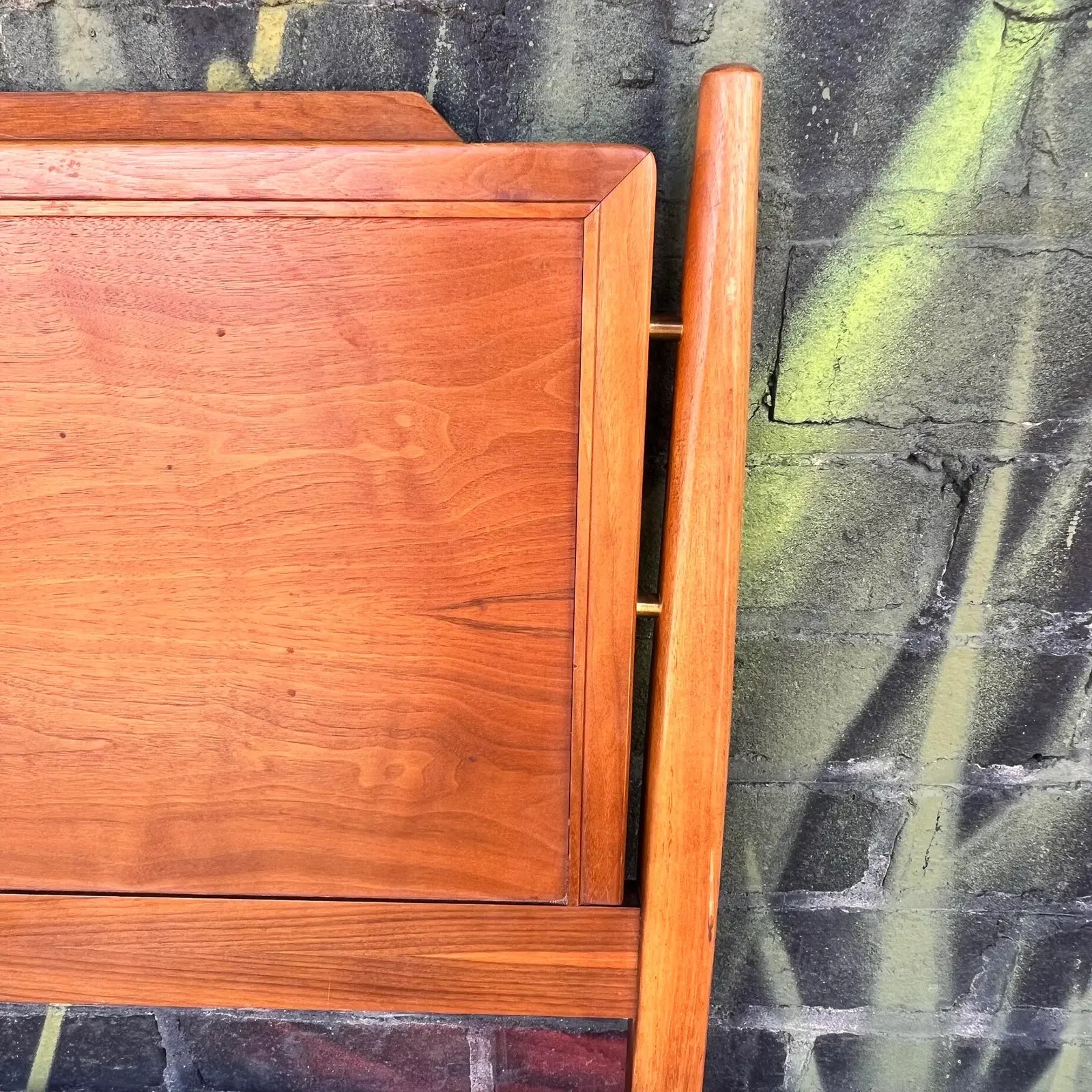 Kipp Stewart for Drexel Declaration Walnut Full Size Headboard and Footboard