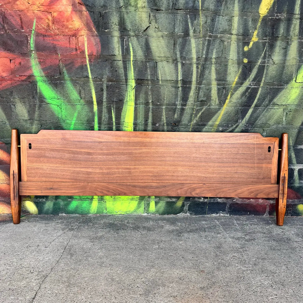 Kipp Stewart for Drexel Declaration Walnut Full Size Headboard and Footboard