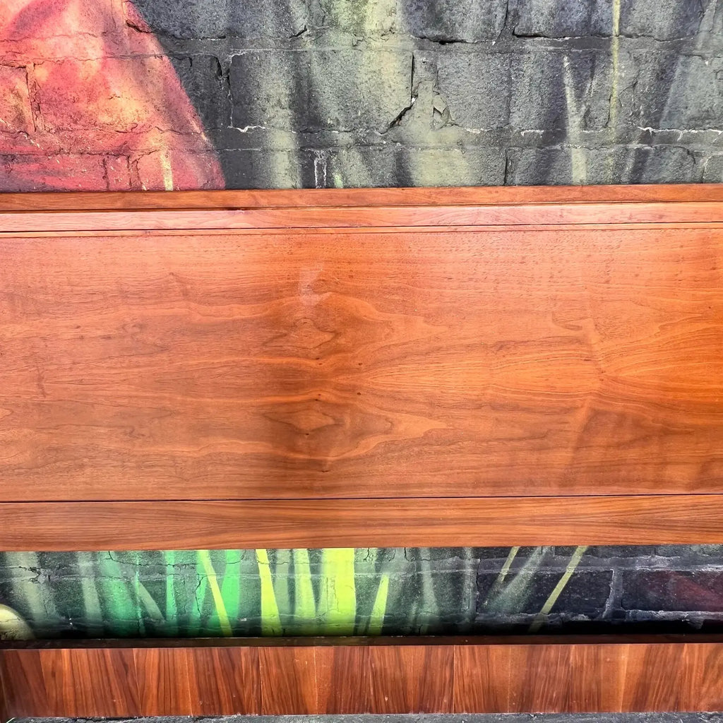 Kipp Stewart for Drexel Declaration Walnut Full Size Headboard and Footboard