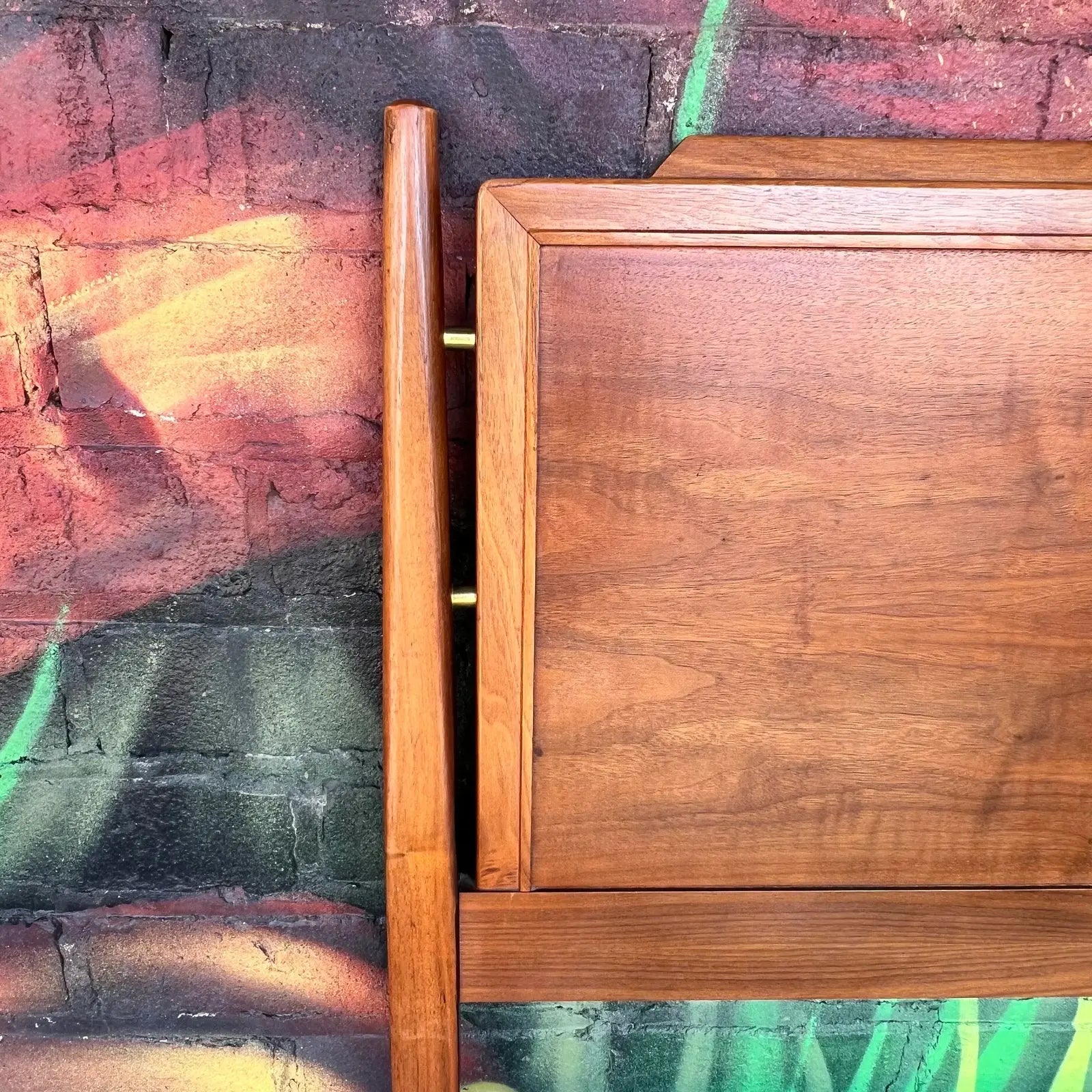 Kipp Stewart for Drexel Declaration Walnut Full Size Headboard and Footboard