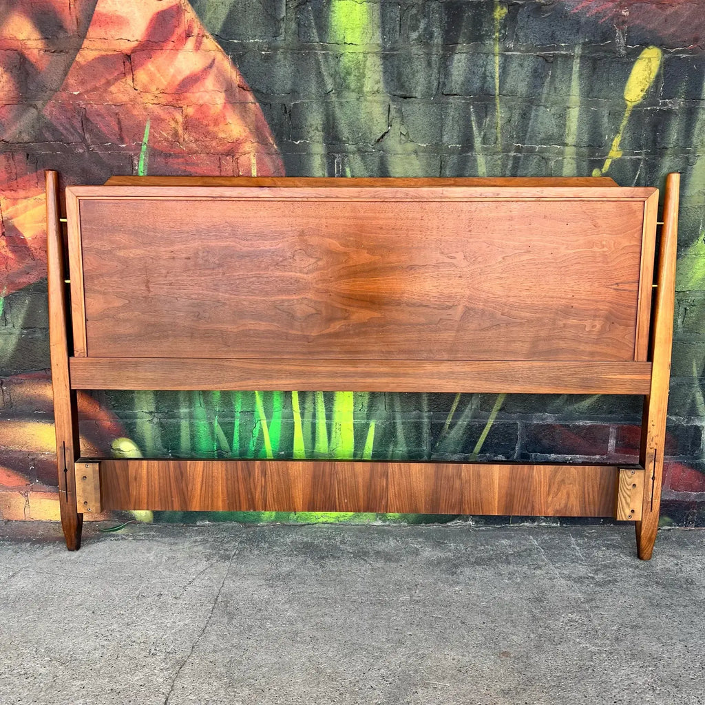 Kipp Stewart for Drexel Declaration Walnut Full Size Headboard and Footboard