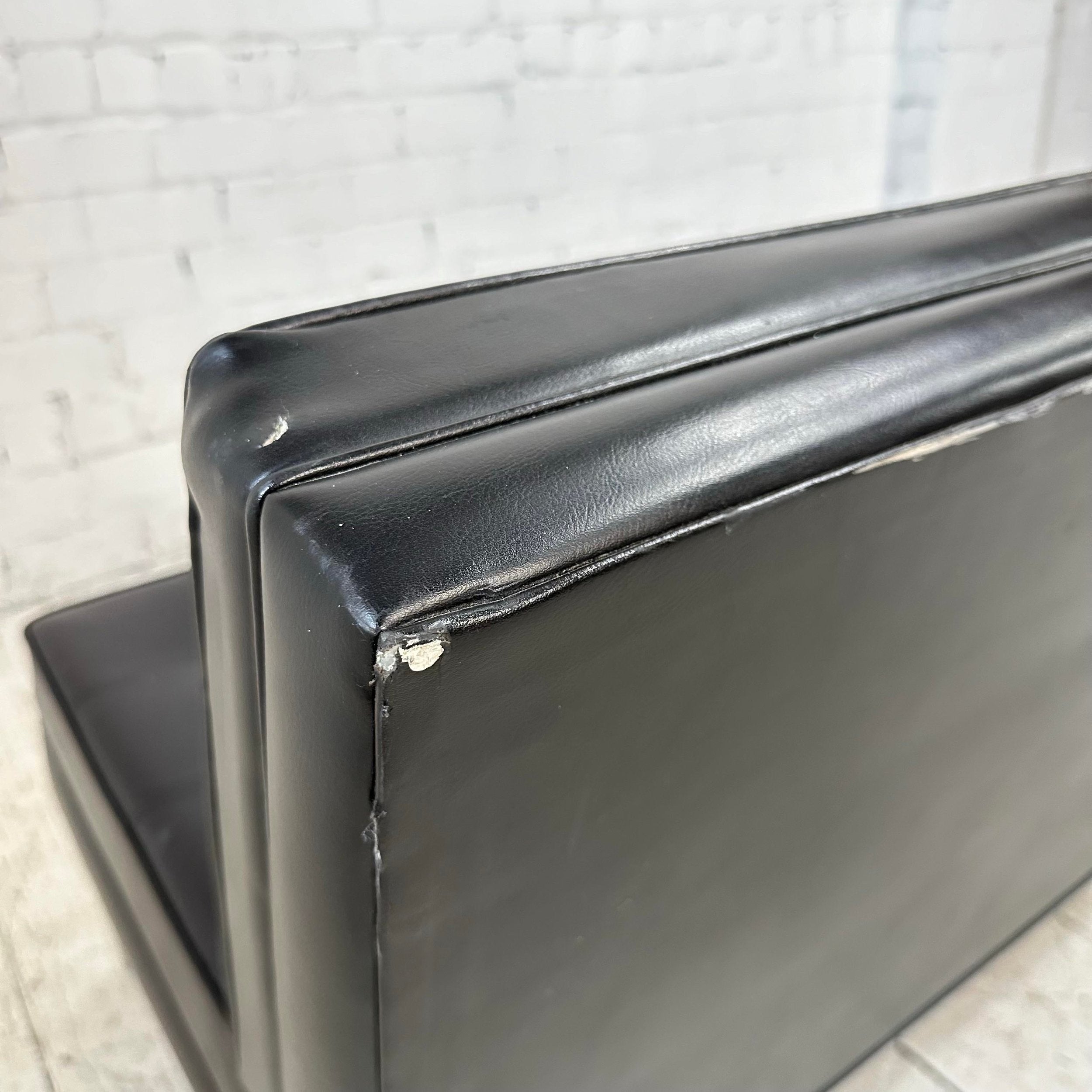 Knoll Black Vinyl Sofa by Florence Knoll