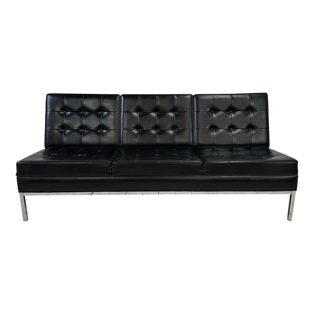 Knoll Black Vinyl Sofa by Florence Knoll