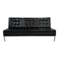 Knoll Black Vinyl Sofa by Florence Knoll