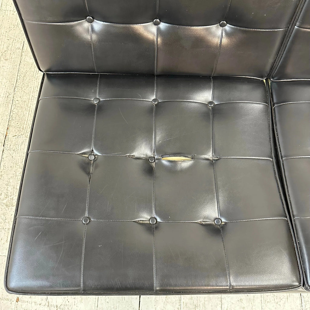 Knoll Black Vinyl Sofa by Florence Knoll