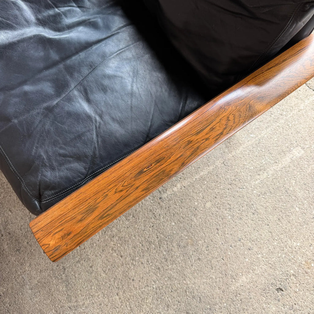 Knud Saeter for Vatne Leather and Rosewood Three Seat Sofa