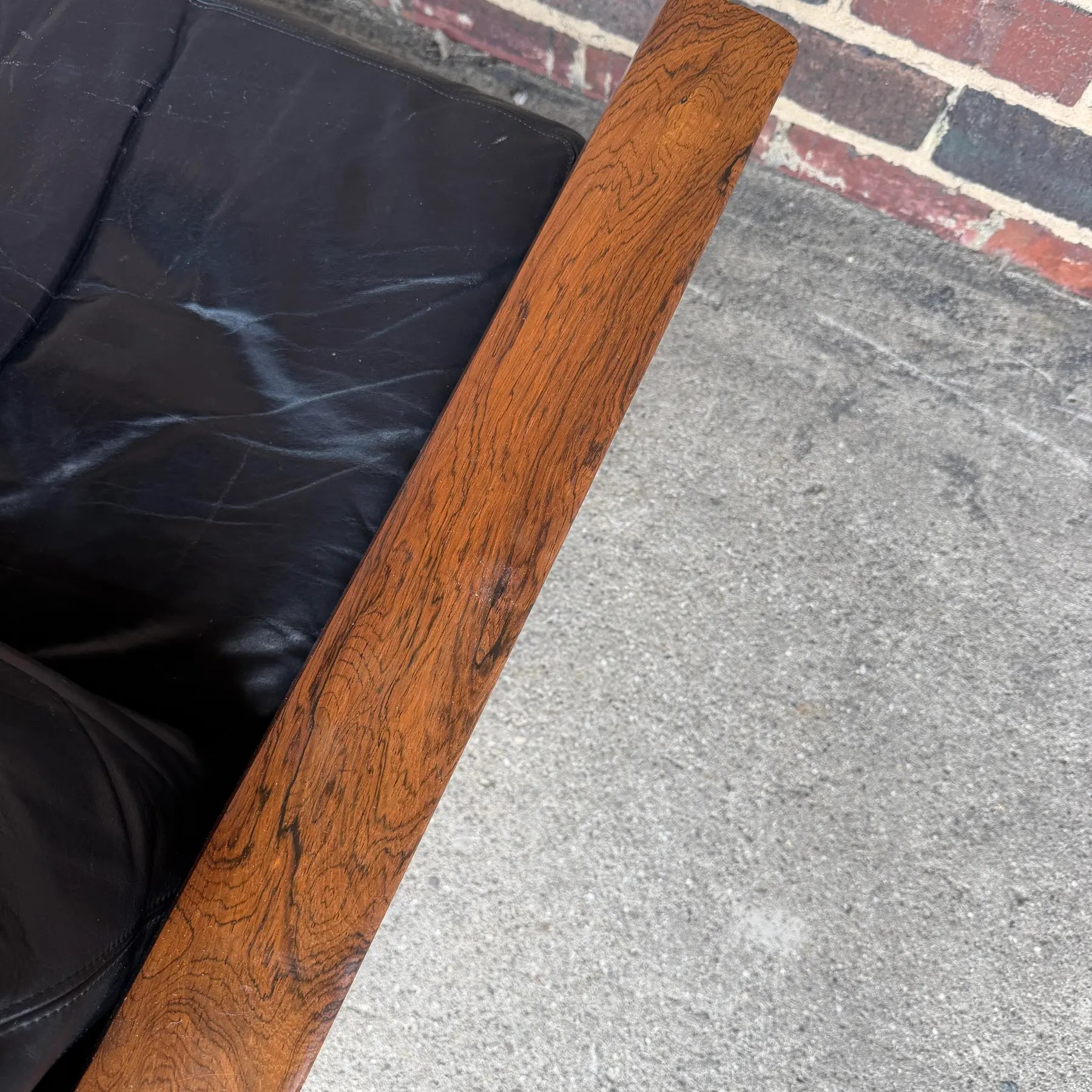 Knud Saeter for Vatne Leather and Rosewood Three Seat Sofa