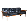 Knud Saeter for Vatne Leather and Rosewood Three Seat Sofa
