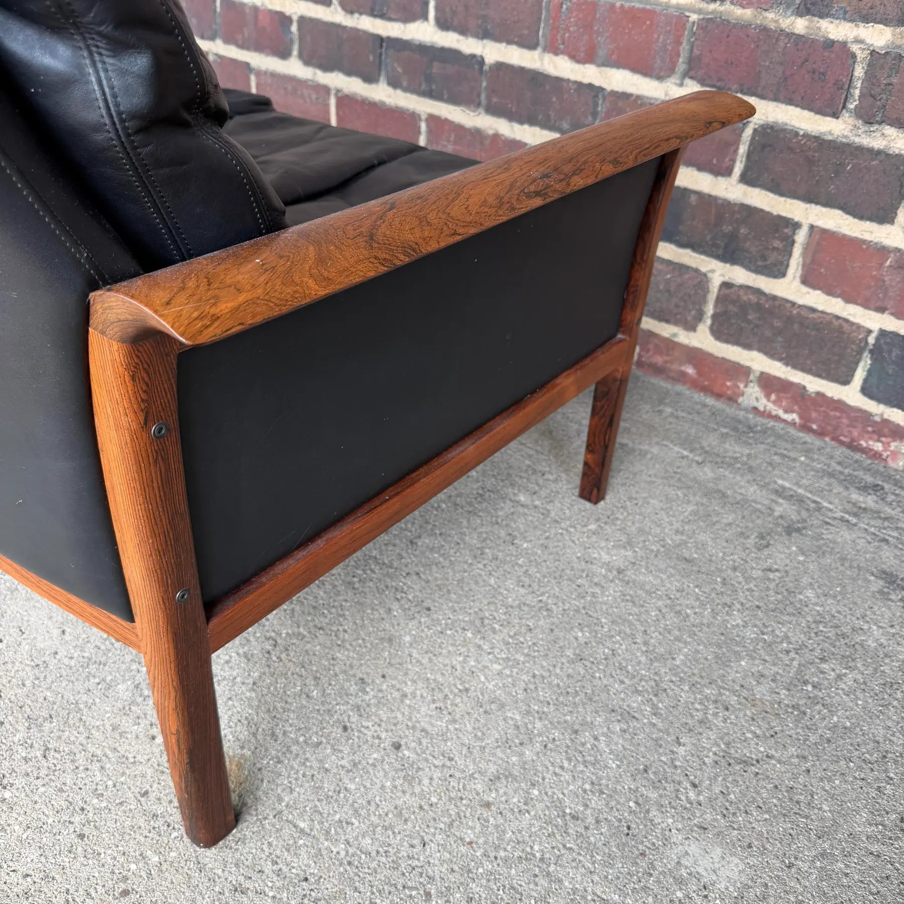 Knud Saeter for Vatne Leather and Rosewood Three Seat Sofa