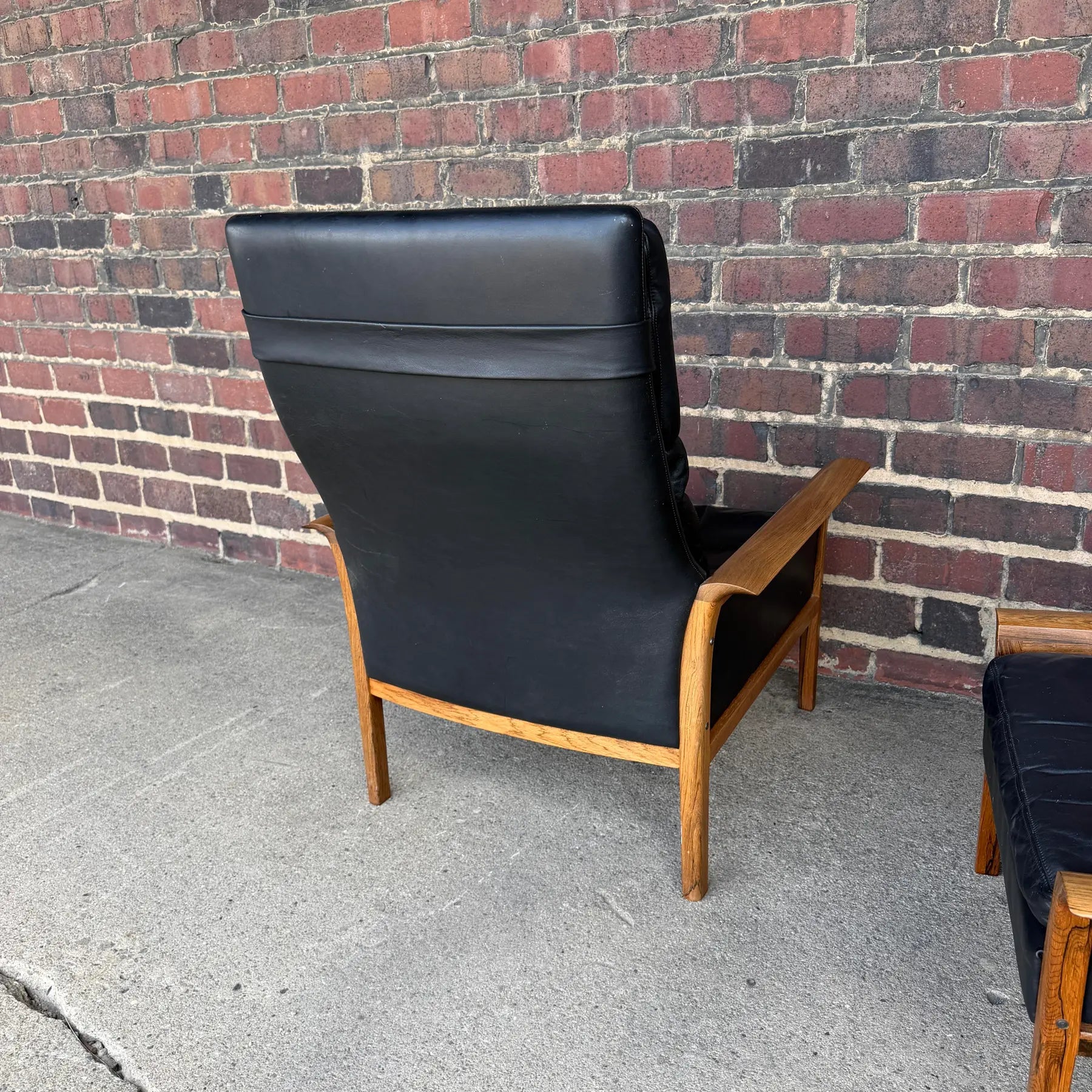 Knud Sæter Mid-Century Rosewood and Black Leather Lounge Chair and Ottoman
