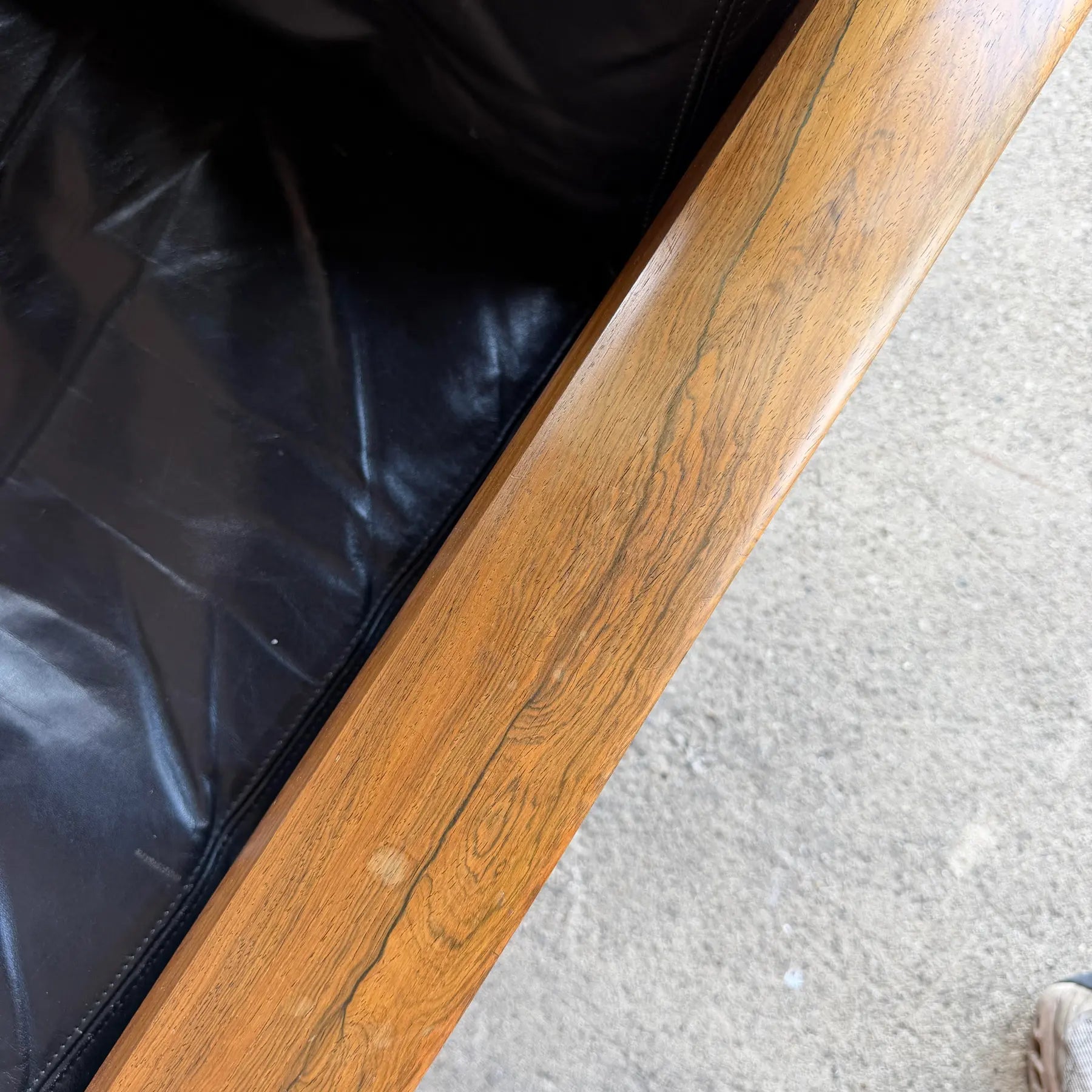 Knud Sæter Mid-Century Rosewood and Black Leather Lounge Chair and Ottoman
