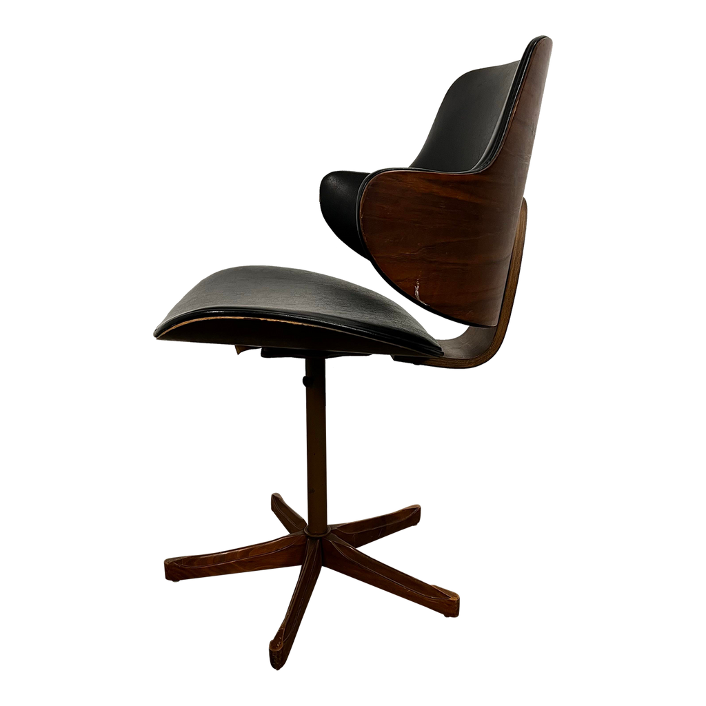 Kodawood Bentwood Arm Swivel Chair Mid Century Modern Desk