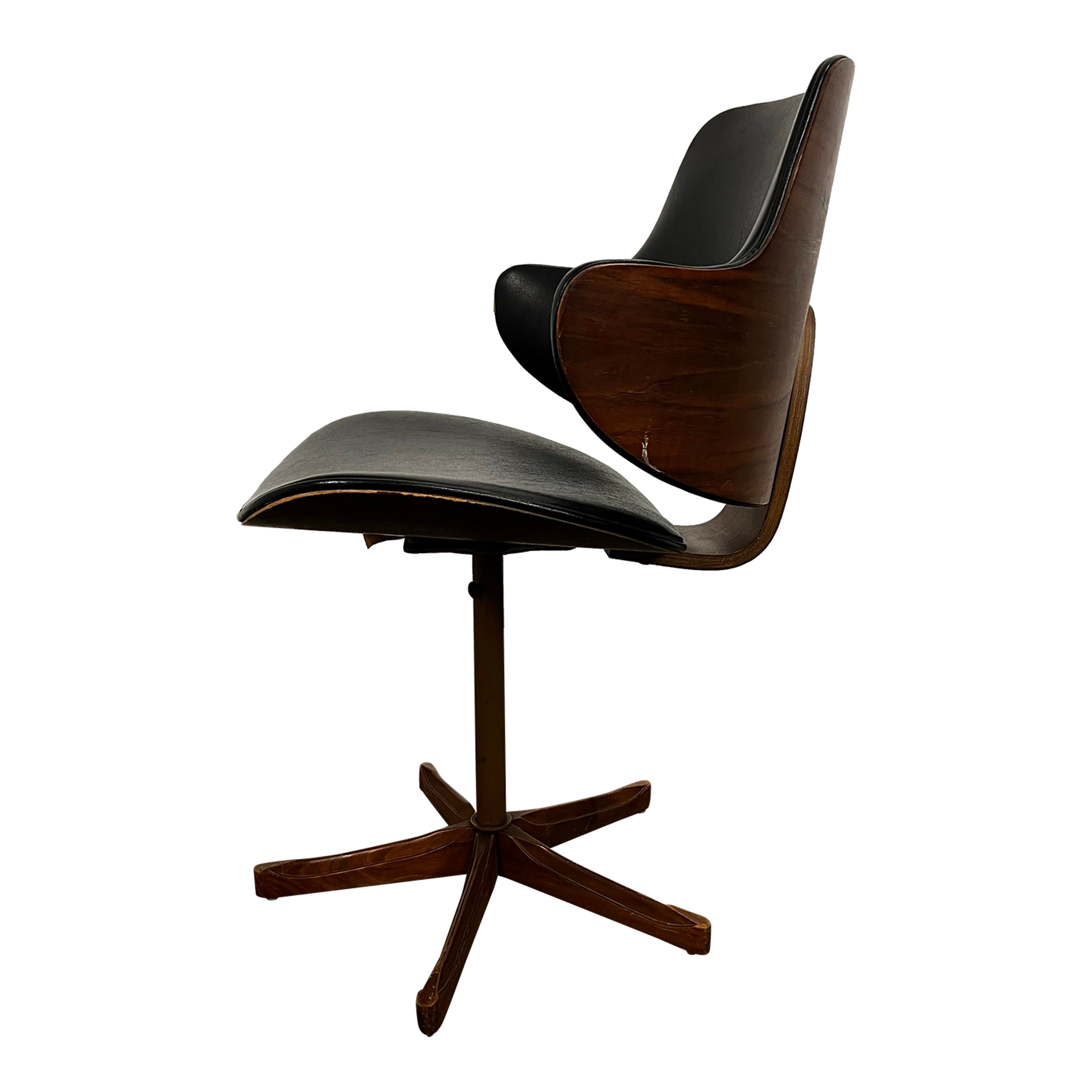 Kodawood Bentwood Arm Swivel Chair Mid Century Modern Desk