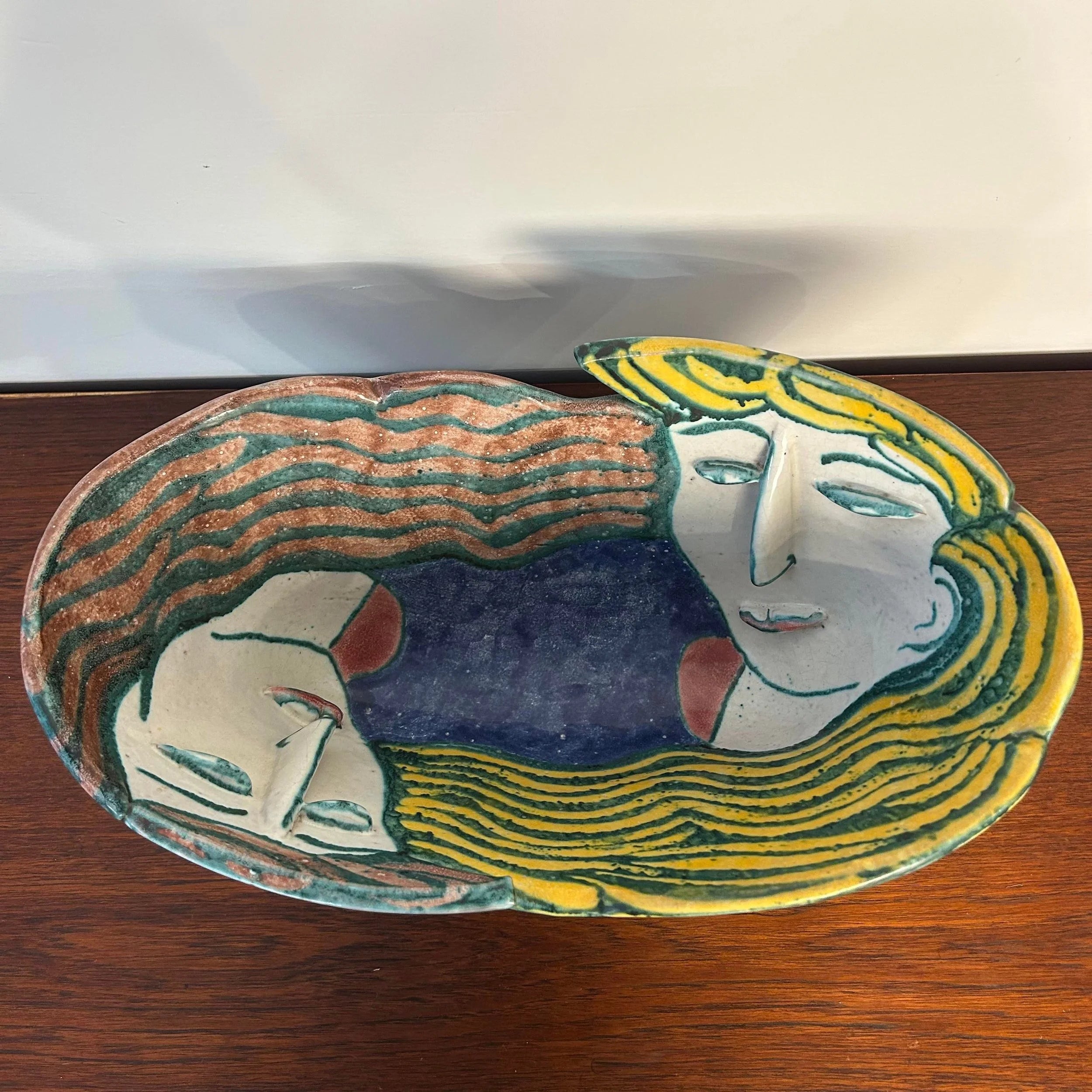 Large Ceramic Bowl Titled “Portrait Bowl” Signed by Andrea Gill