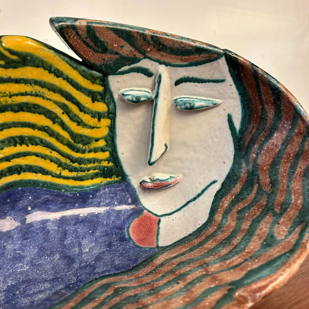 Large Ceramic Bowl Titled “Portrait Bowl” Signed by Andrea Gill