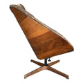 Large George Mulhauser Plycraft Mid-Century Modern Walnut "Cone" Swivel Lounge Chair