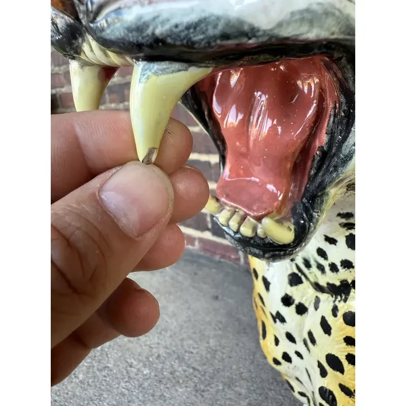 Large Italian Hand-Painted Terracotta Leopard