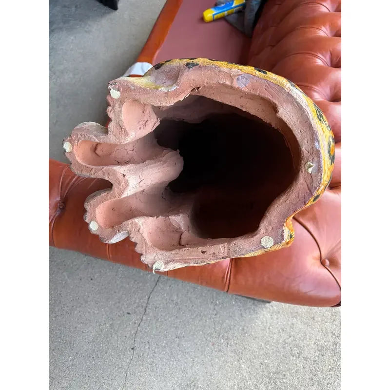Large Italian Hand-Painted Terracotta Leopard