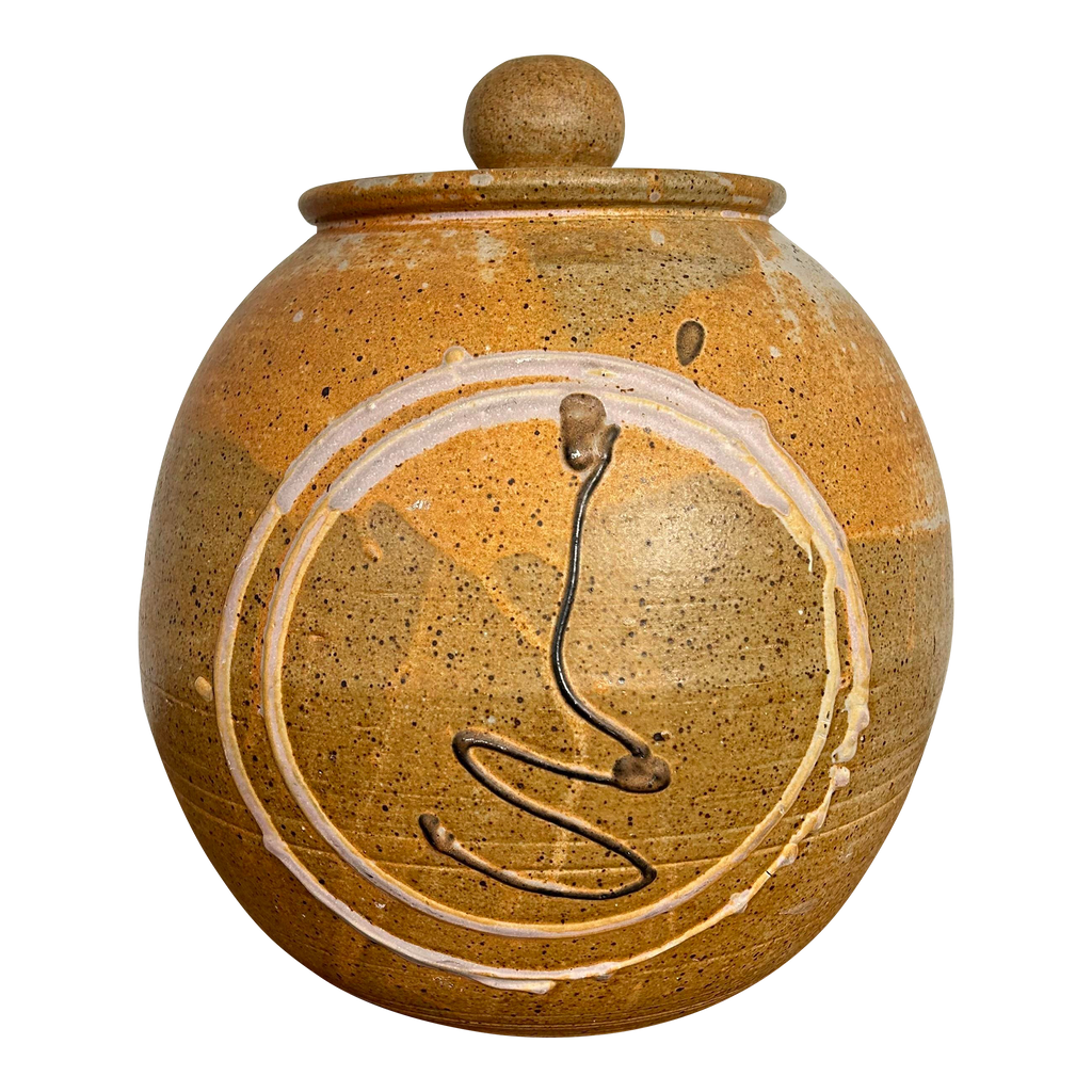 Large Lidded Ceramic Glazed Jar