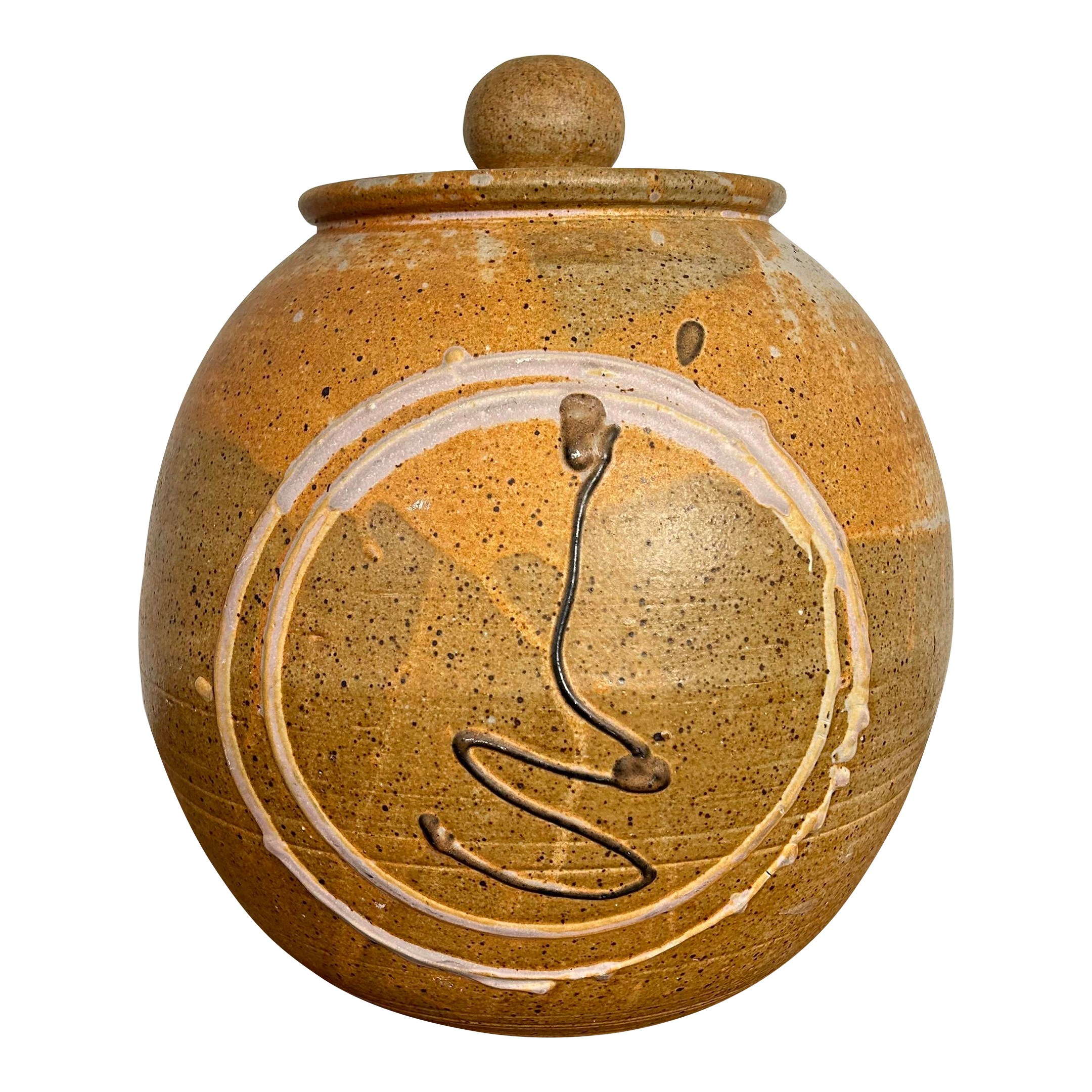 Large Lidded Ceramic Glazed Jar