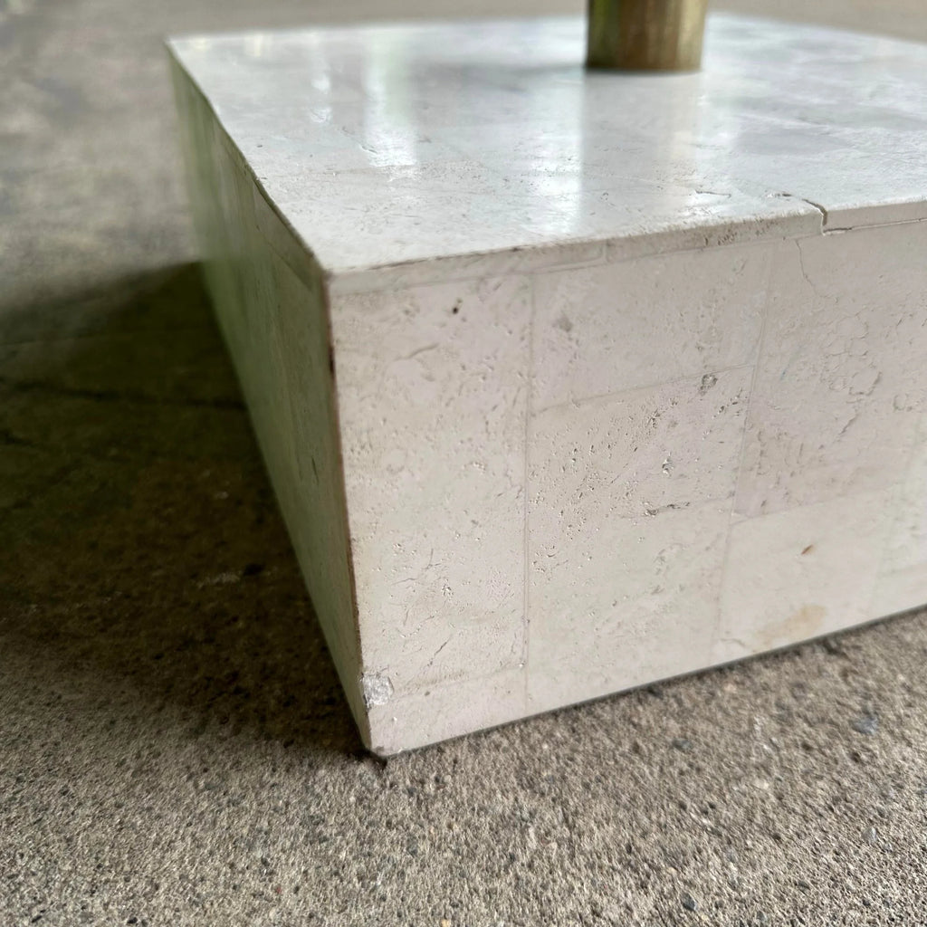 Large Maitland Smith Tessellated Marble Crane Sculpture