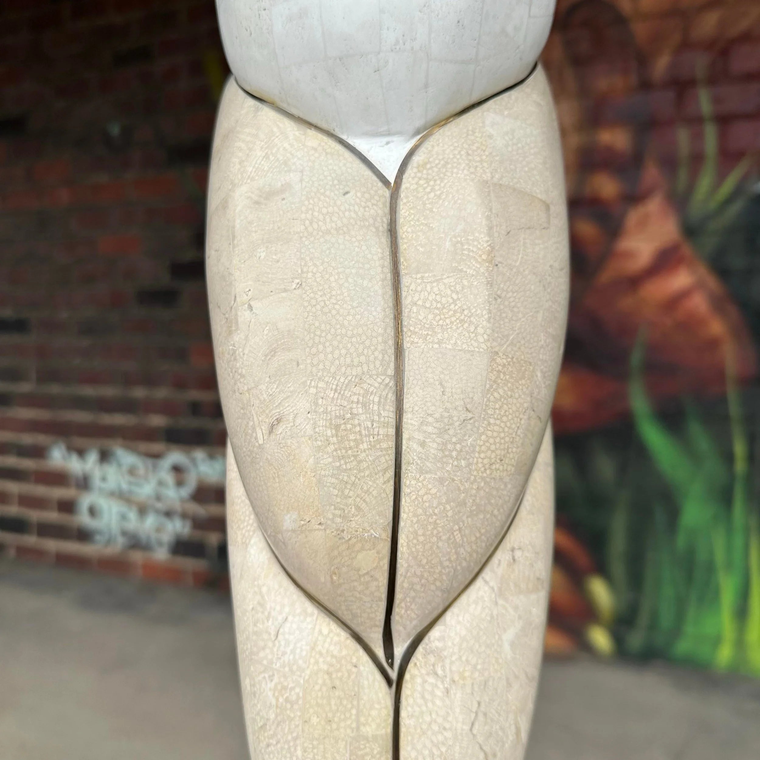 Large Maitland Smith Tessellated Marble Crane Sculpture