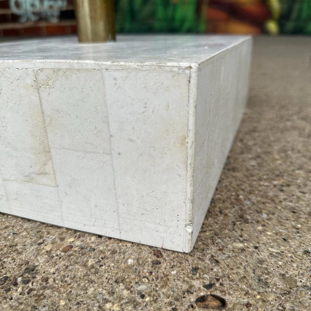 Large Maitland Smith Tessellated Marble Crane Sculpture