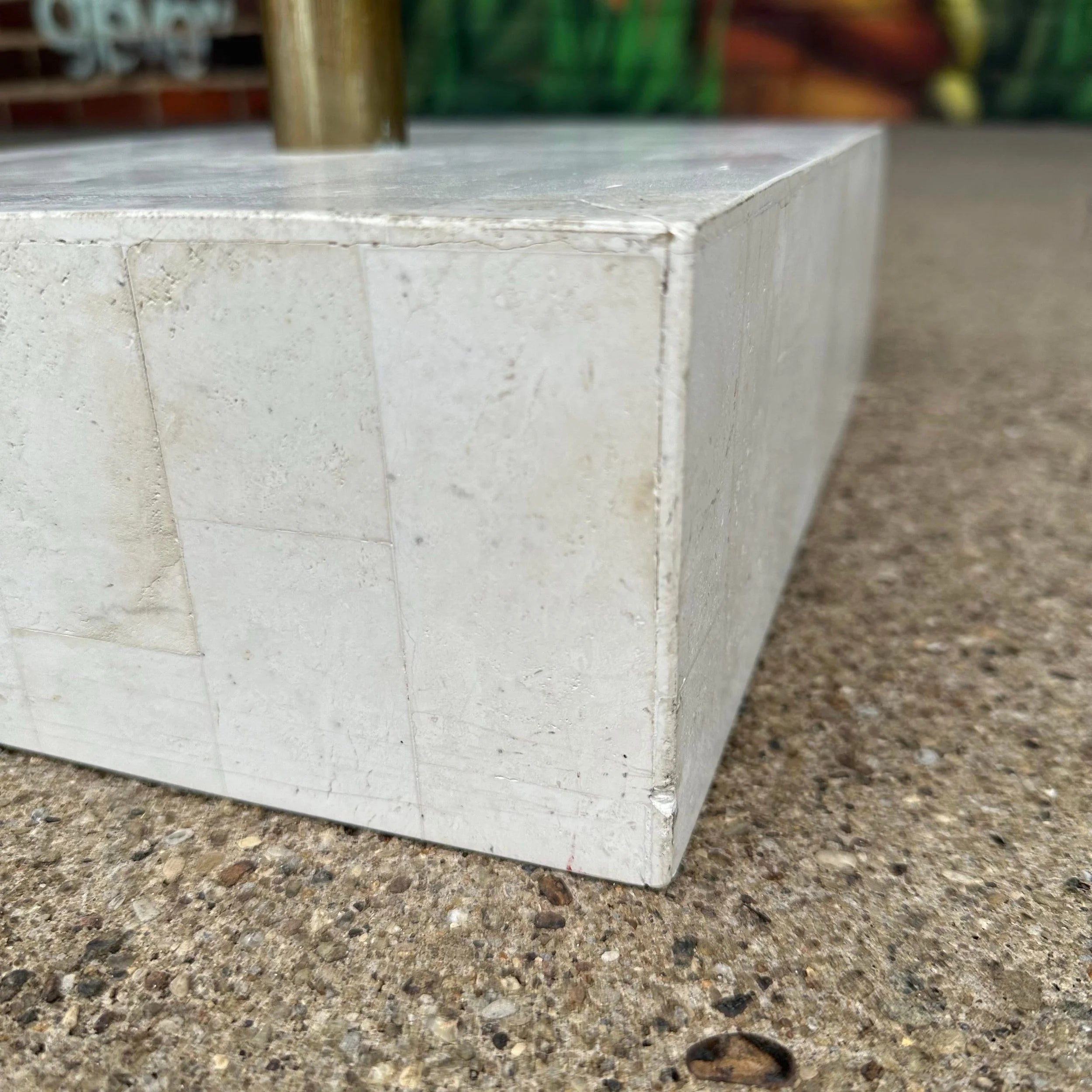Large Maitland Smith Tessellated Marble Crane Sculpture