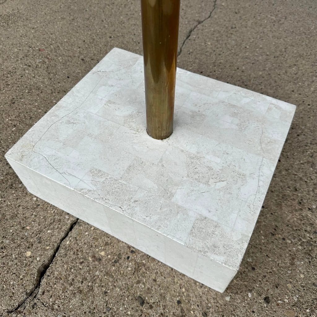 Large Maitland Smith Tessellated Marble Crane Sculpture