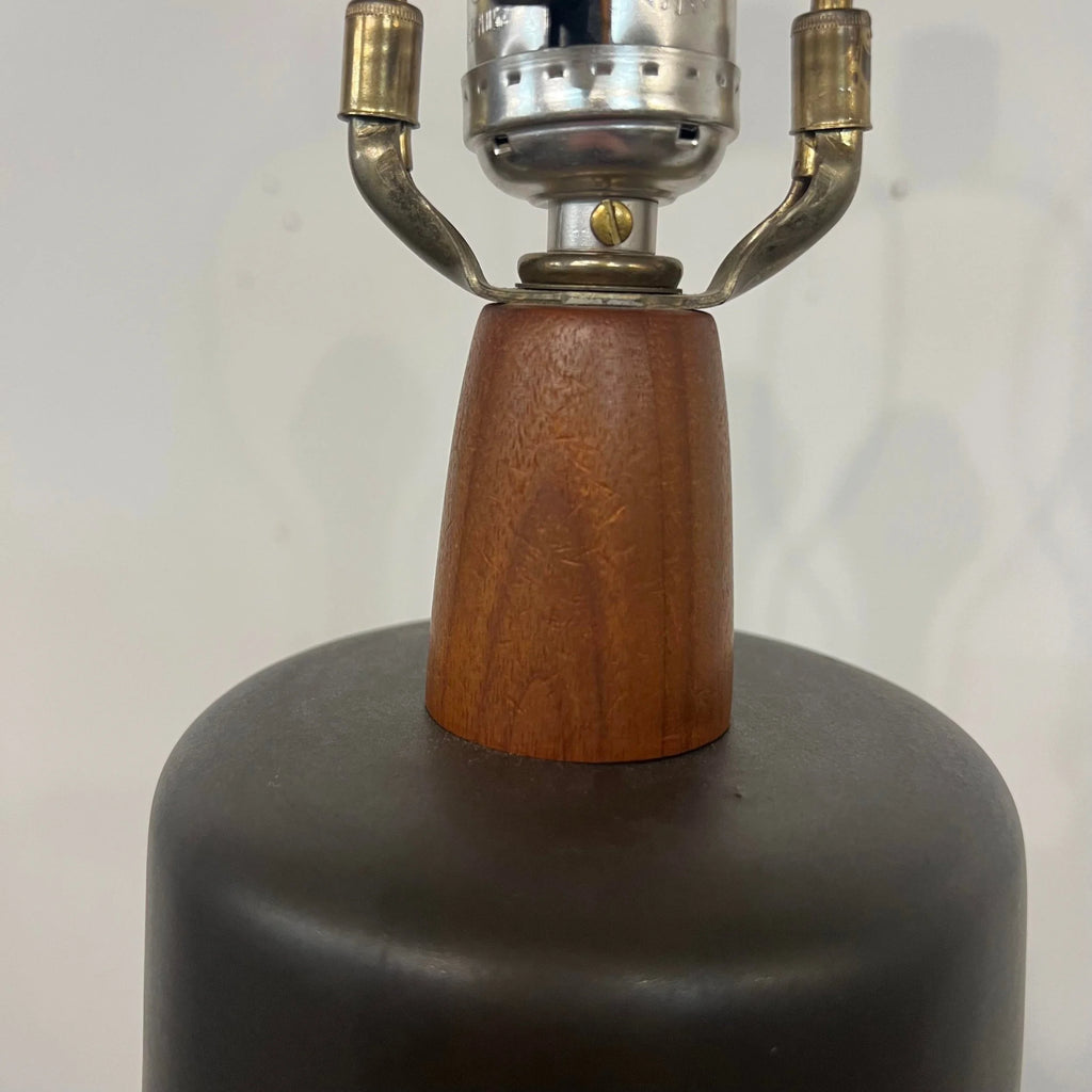 Large Martz Ceramic and Walnut Table Lamp