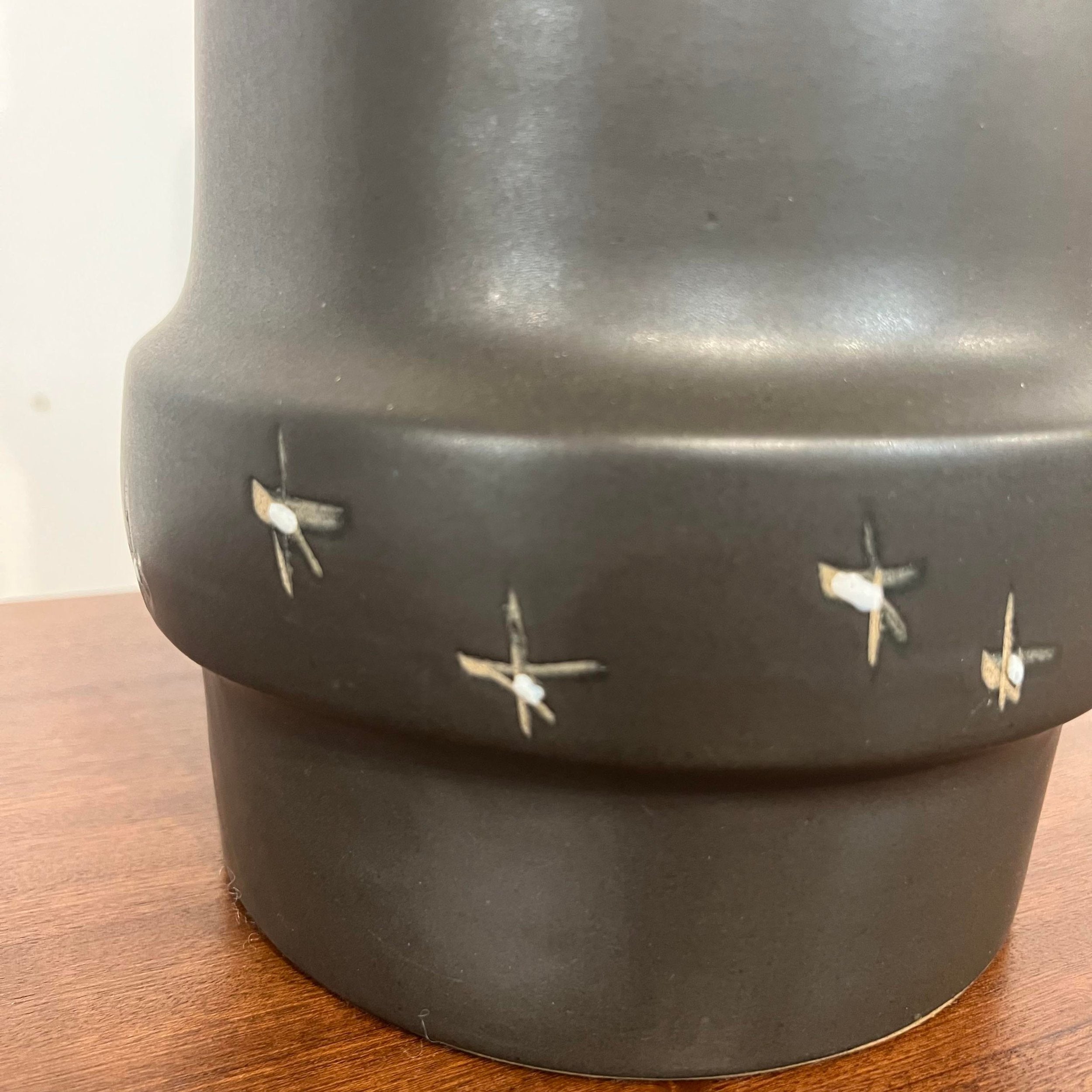Large Martz Ceramic and Walnut Table Lamp