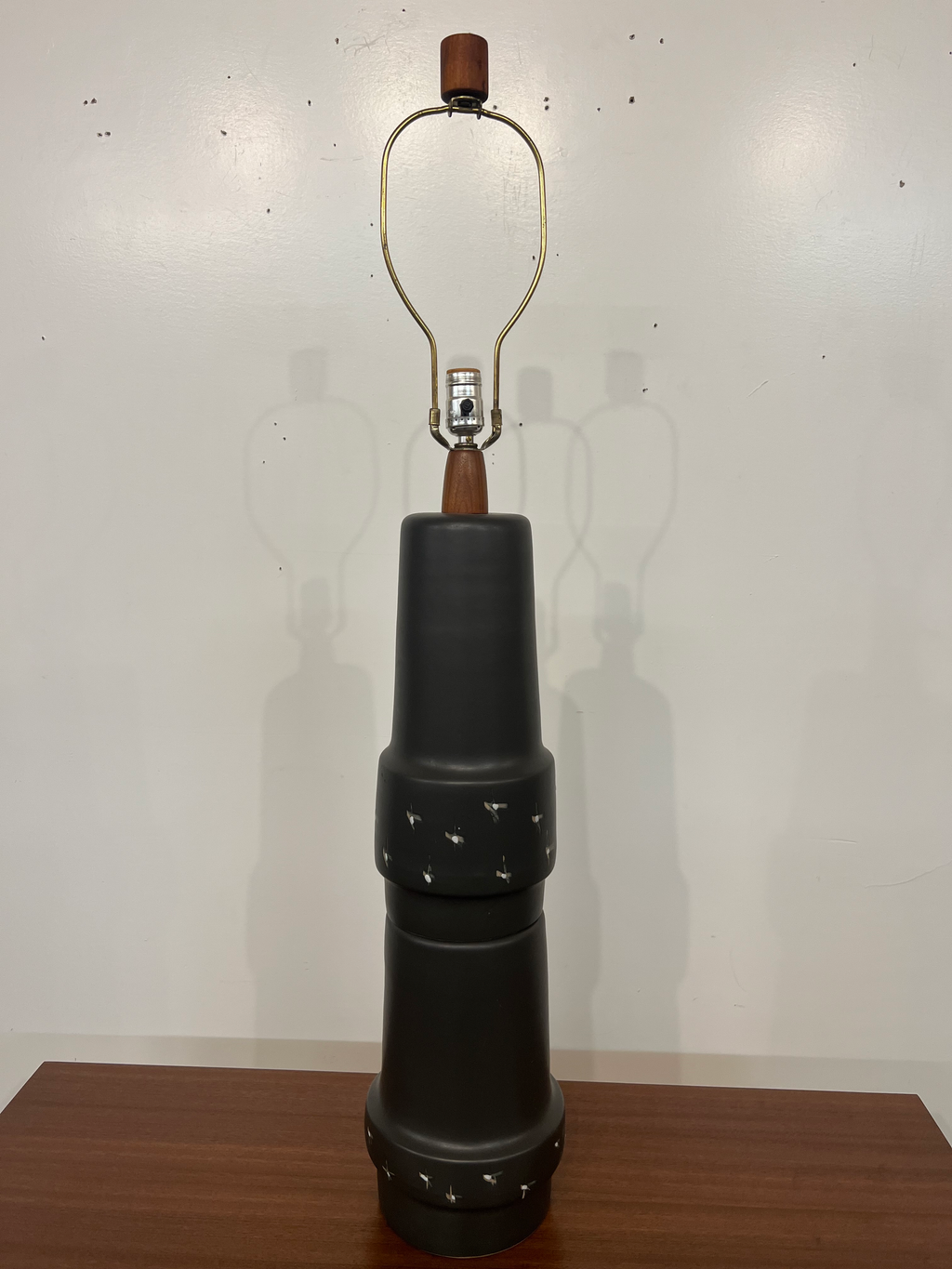 Large Martz Ceramic and Walnut Table Lamp