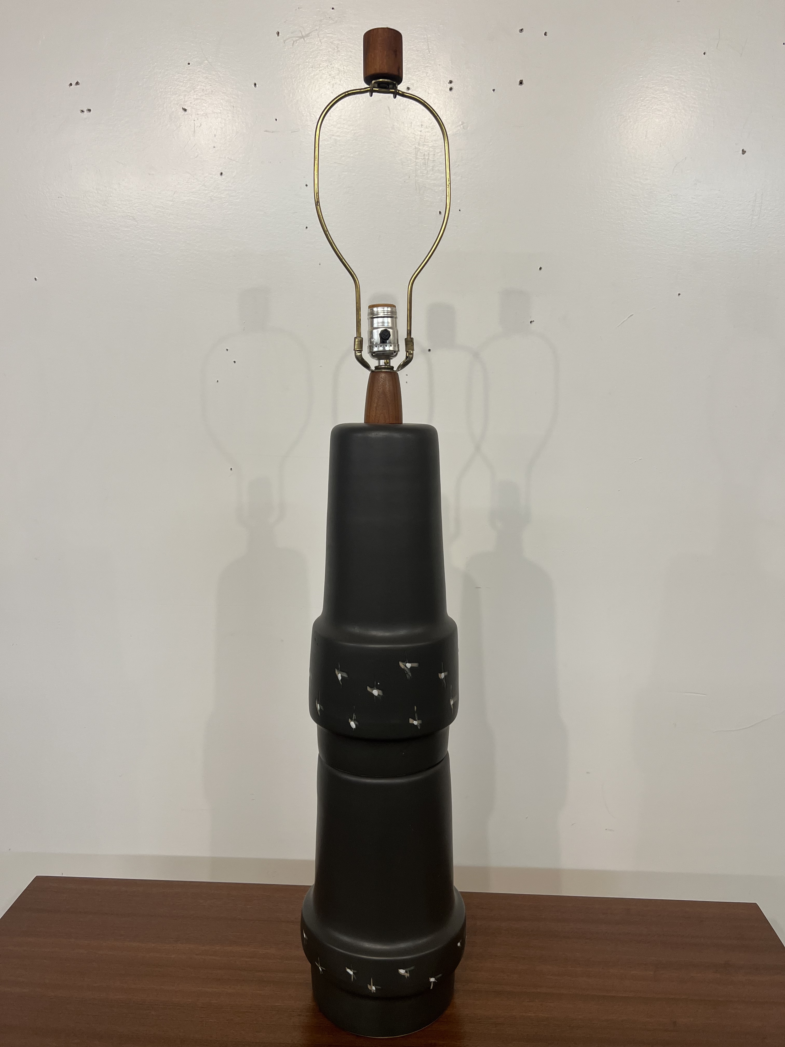 Large Martz Ceramic and Walnut Table Lamp